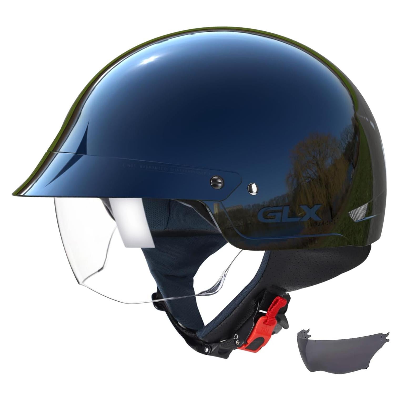 Casco Abierto GLX M14 para Motocicleta - Negro Mediano