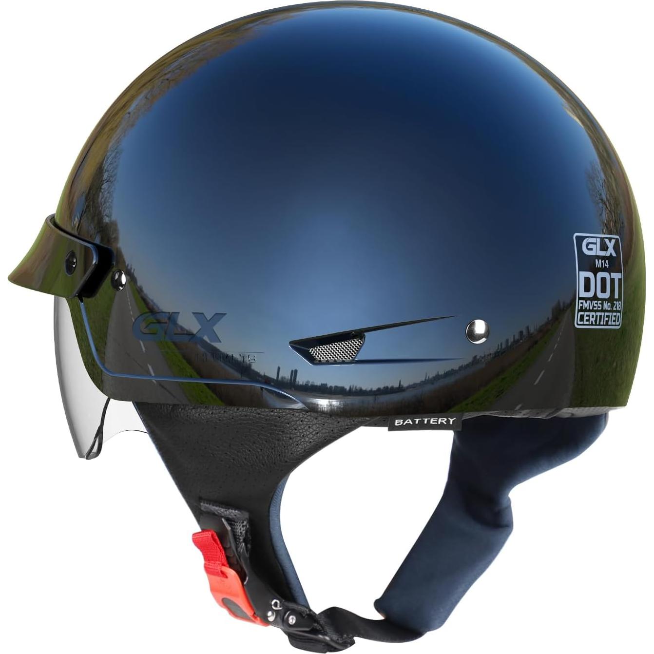 Casco Abierto GLX M14 para Motocicleta - Negro Mediano