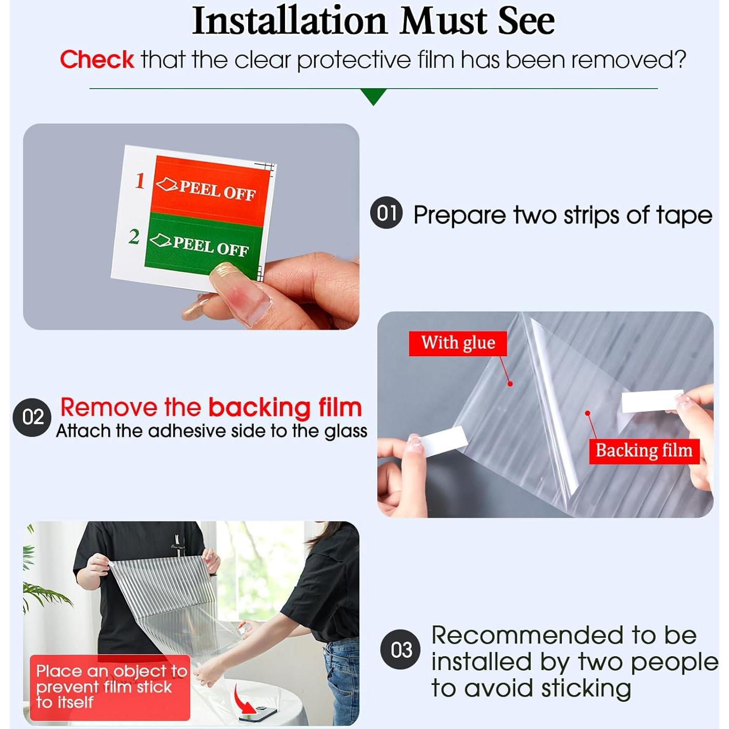Película de Privacidad Windimiley 3D 44.5x199.9cm Transparente