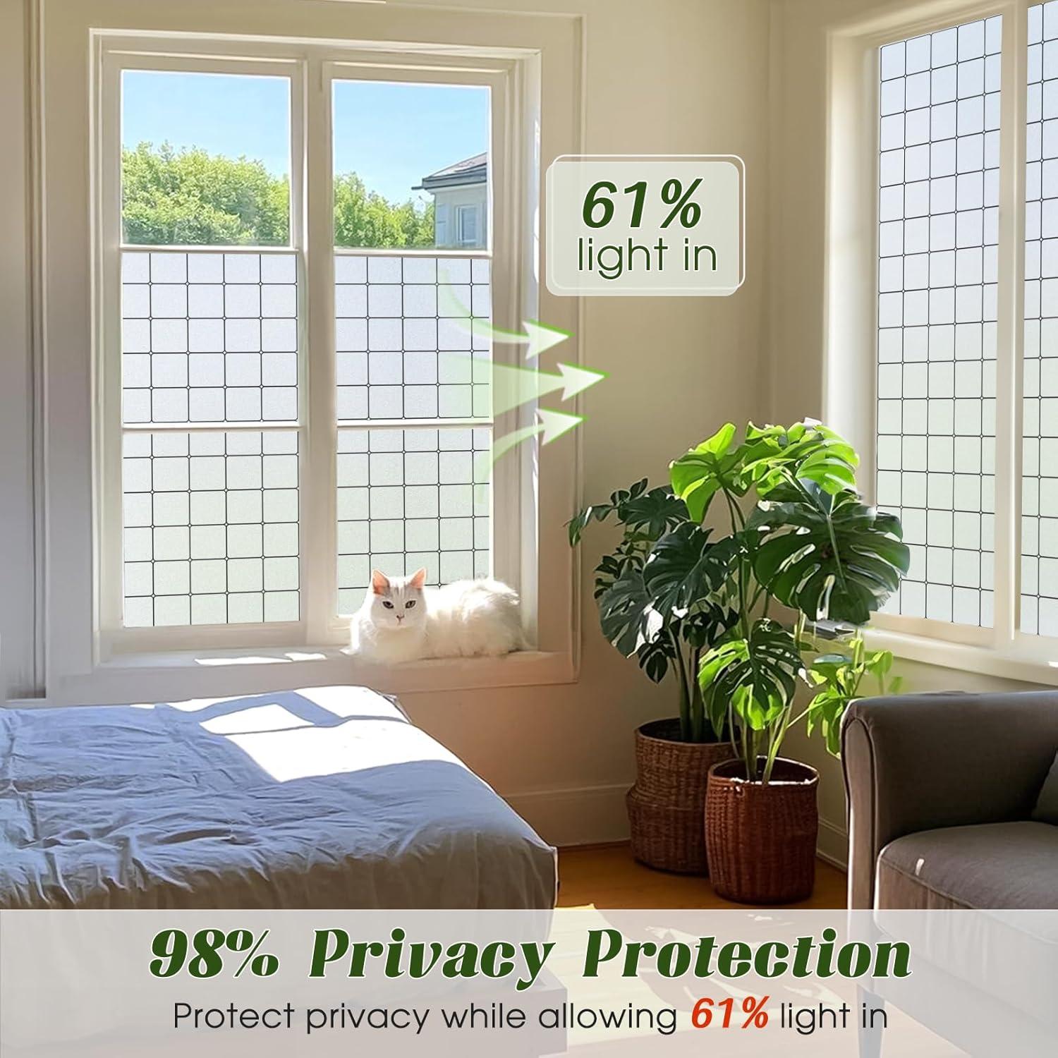 Película de Privacidad Windimiley 44.5x198.1 cm Vinilo Esmerilado