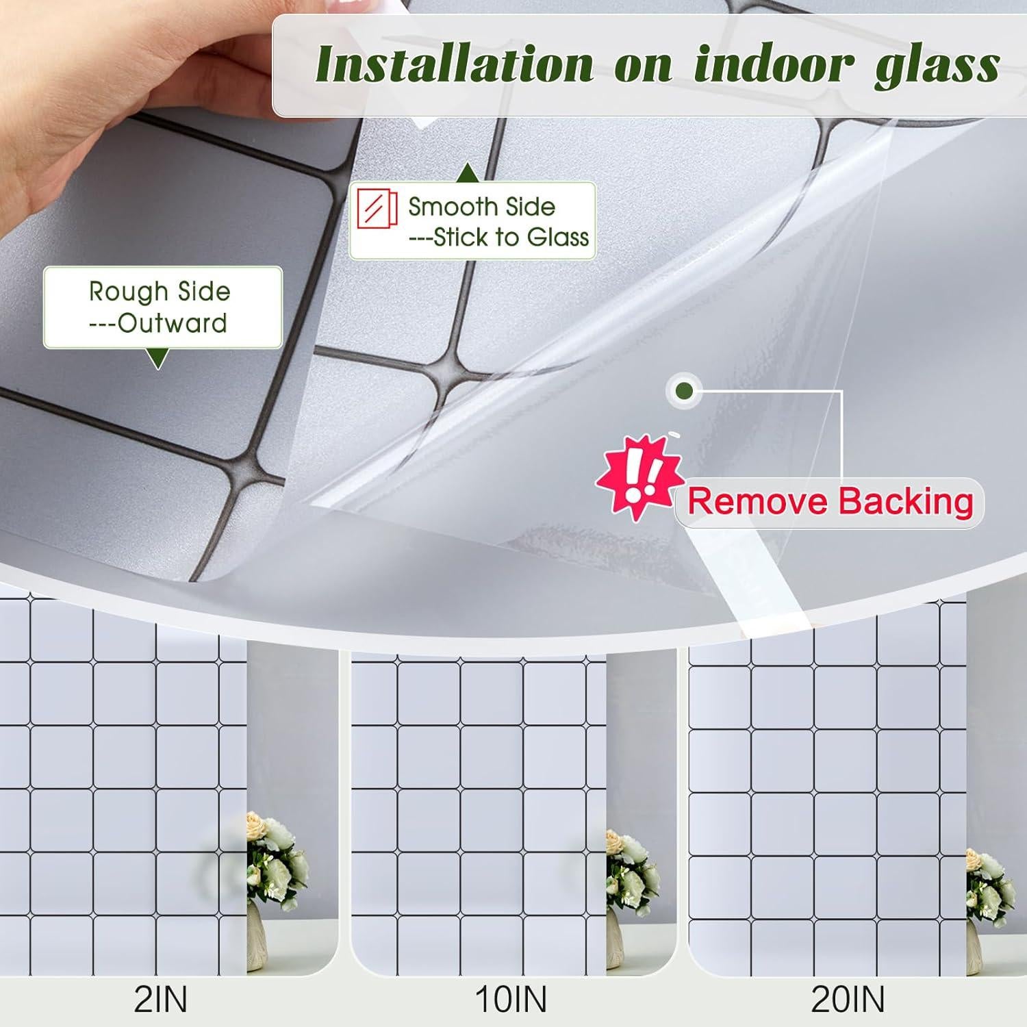 Película de Privacidad Windimiley 44.5x198.1 cm Vinilo Esmerilado