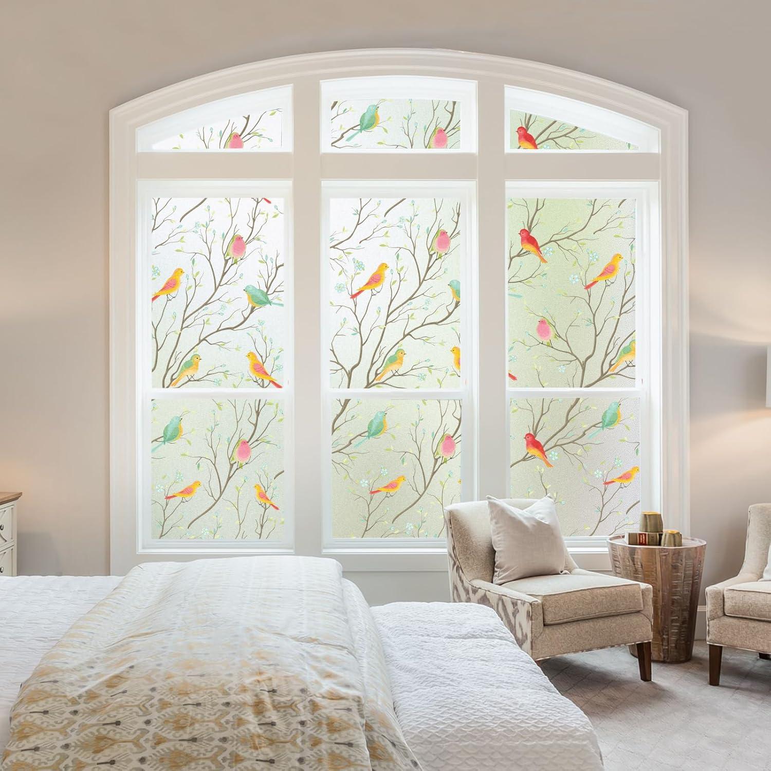 Película de Privacidad Coavas 44.5x199.8cm Pájaro Esmerilado