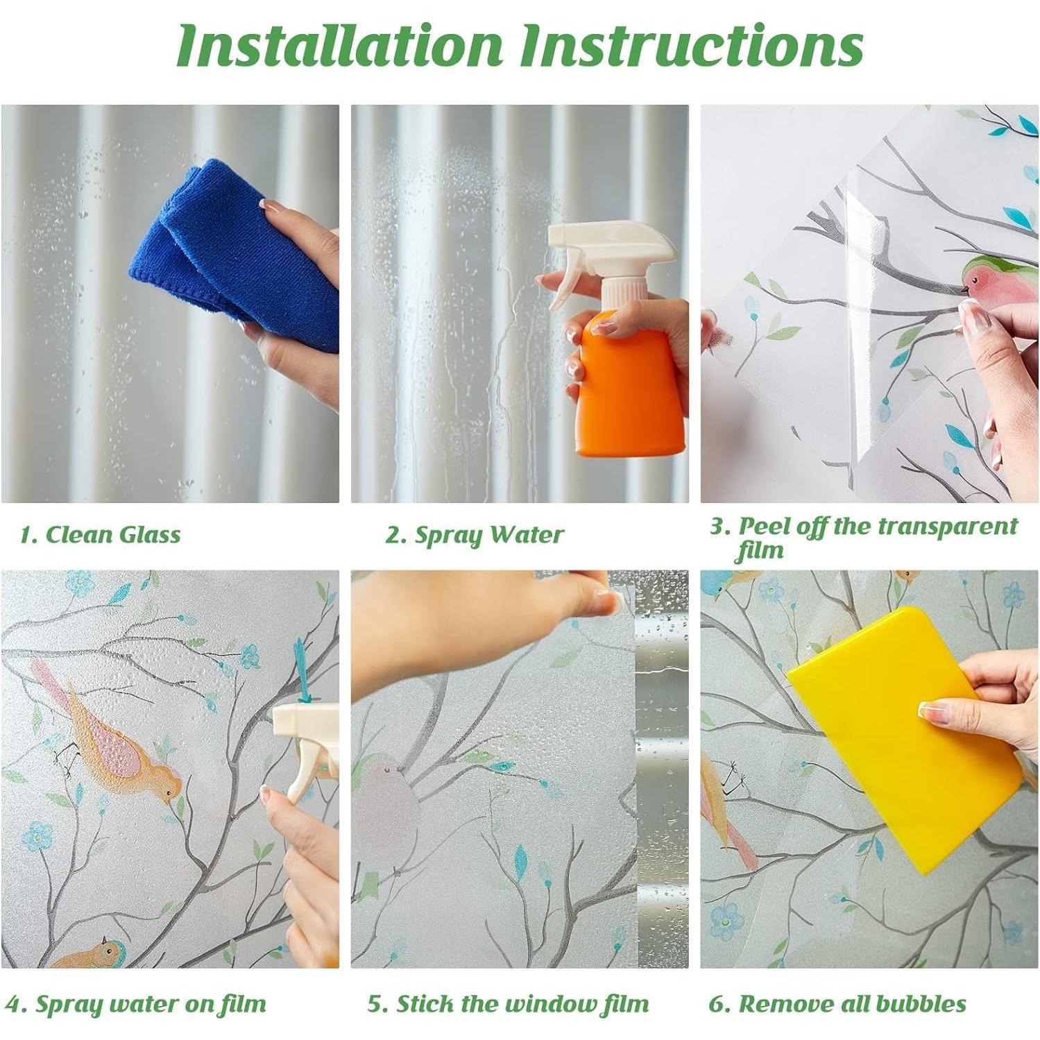 Película de Privacidad Coavas 44.5x199.8cm Pájaro Esmerilado