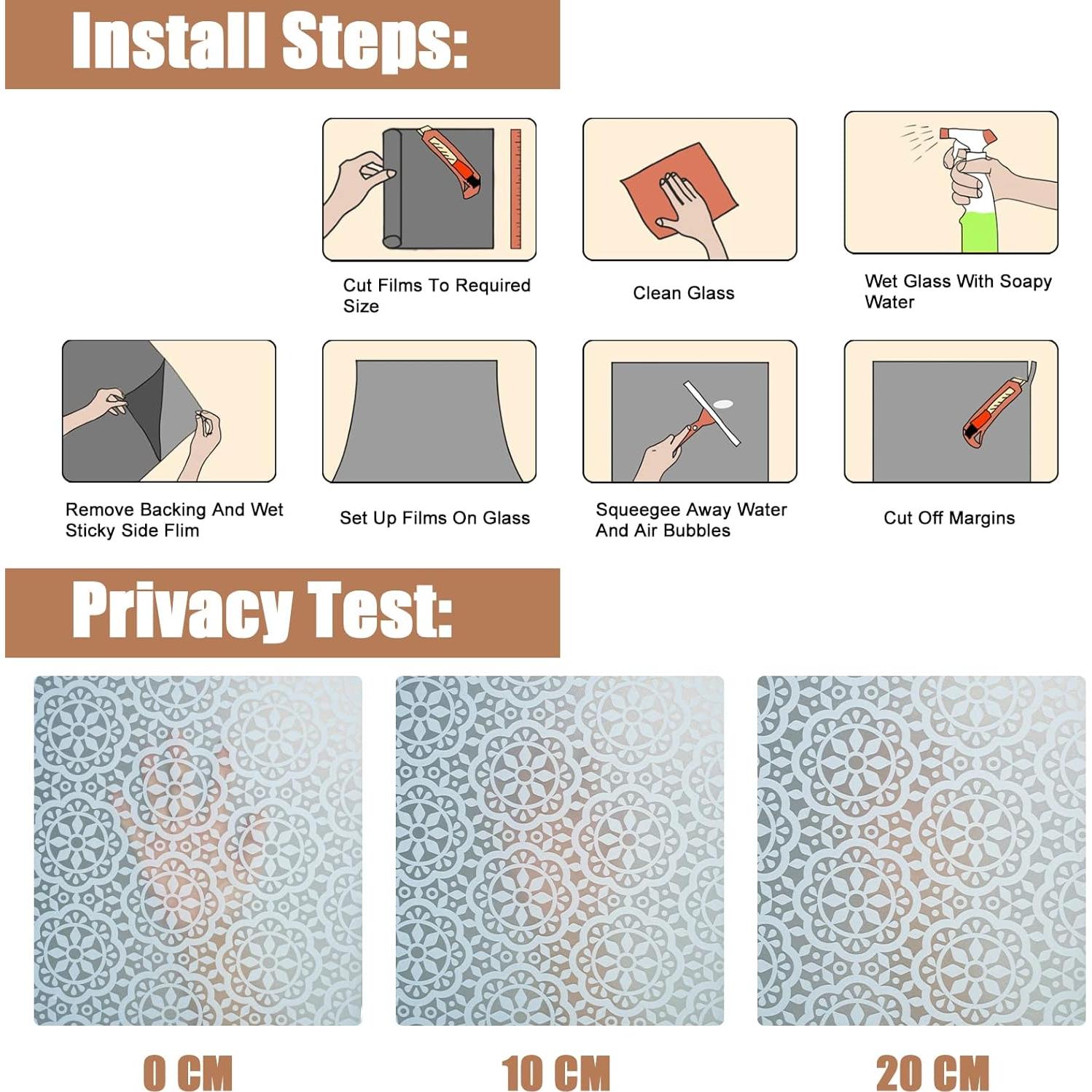 Película de Privacidad ConCus-T 45x200 cm Floral Anti-UV