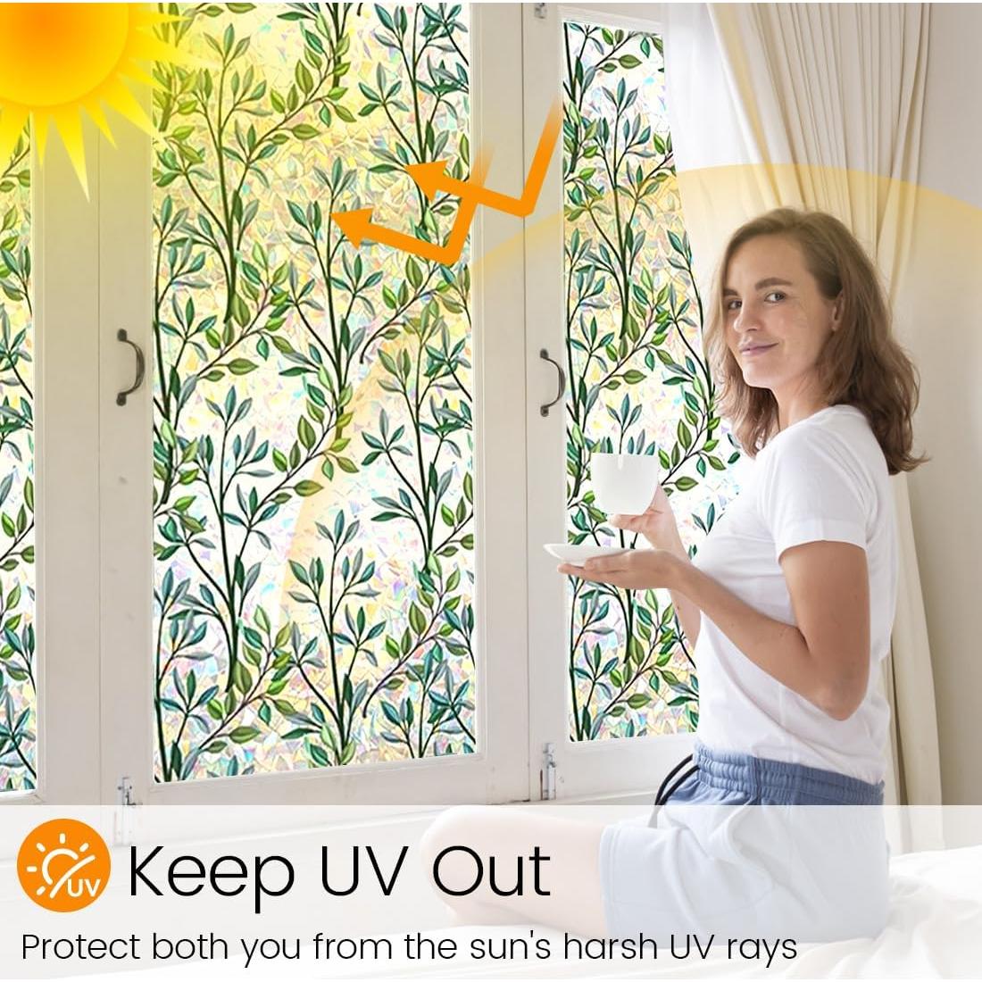 Película de Privacidad Tuzuaol 44.5x200 cm Hoja Verde UV