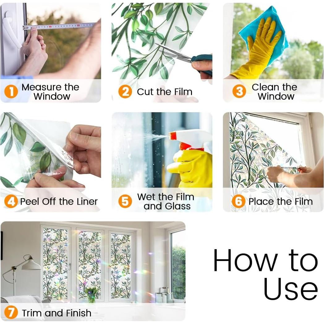 Película de Privacidad Tuzuaol 44.5x200 cm Hoja Verde UV