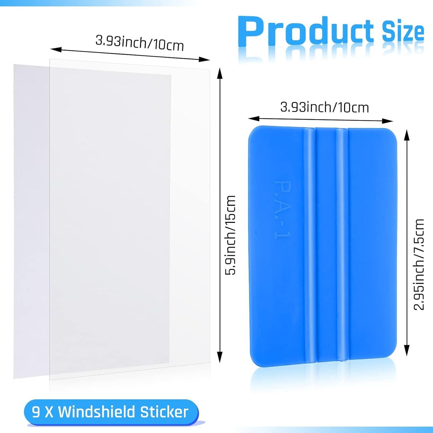 9 Aplicadores de Calcomanías para Parabrisas Zonon PVC 10x15 cm