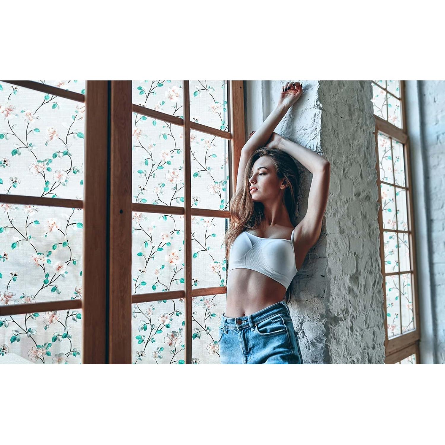 Película de Privacidad Decorativa VSUDO 44.5x200 cm Floral