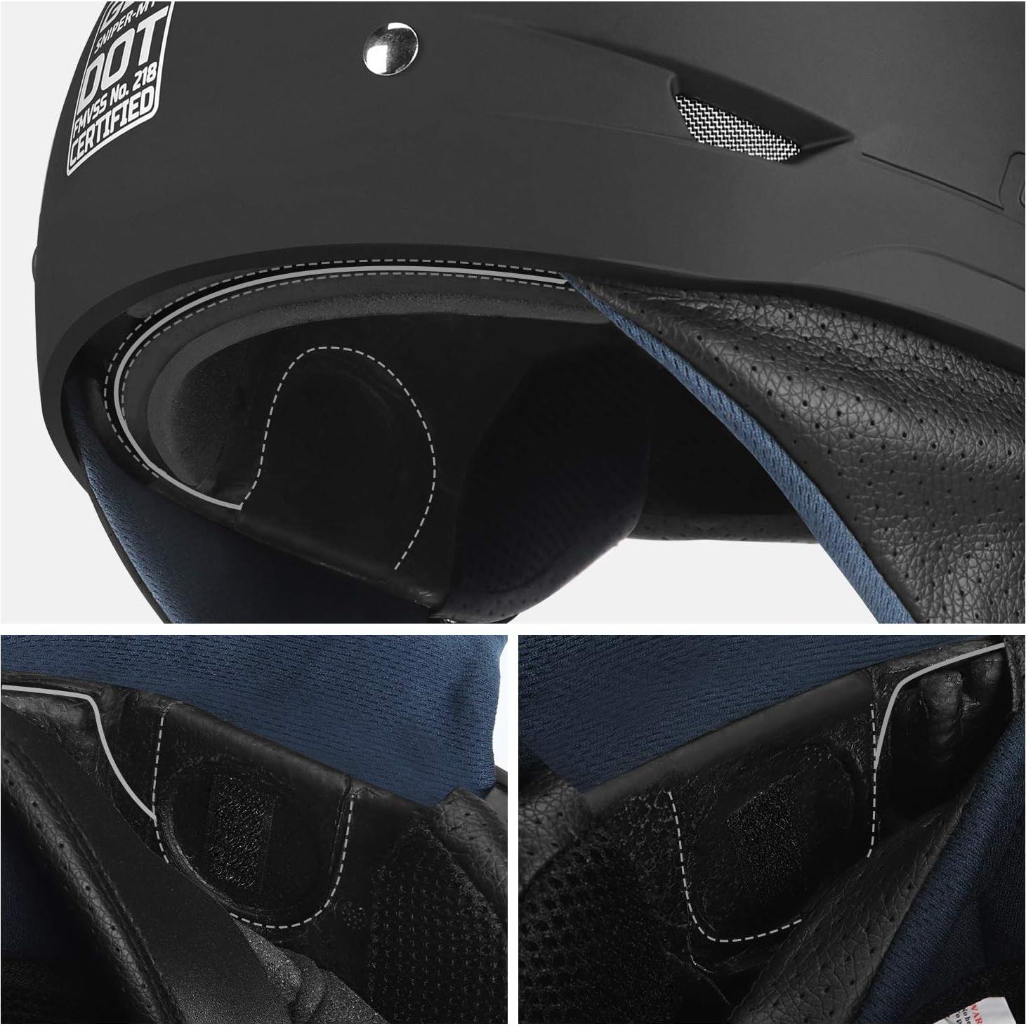 Casco de motocicleta GLX M14 Open Face - Negro mate - Mediano