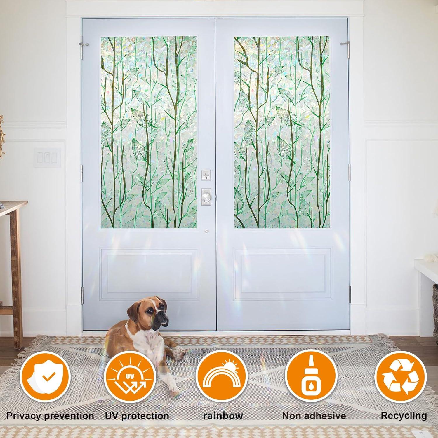 Película de Privacidad para Ventanas COUNTEWOL 44.5x199.5cm Verde