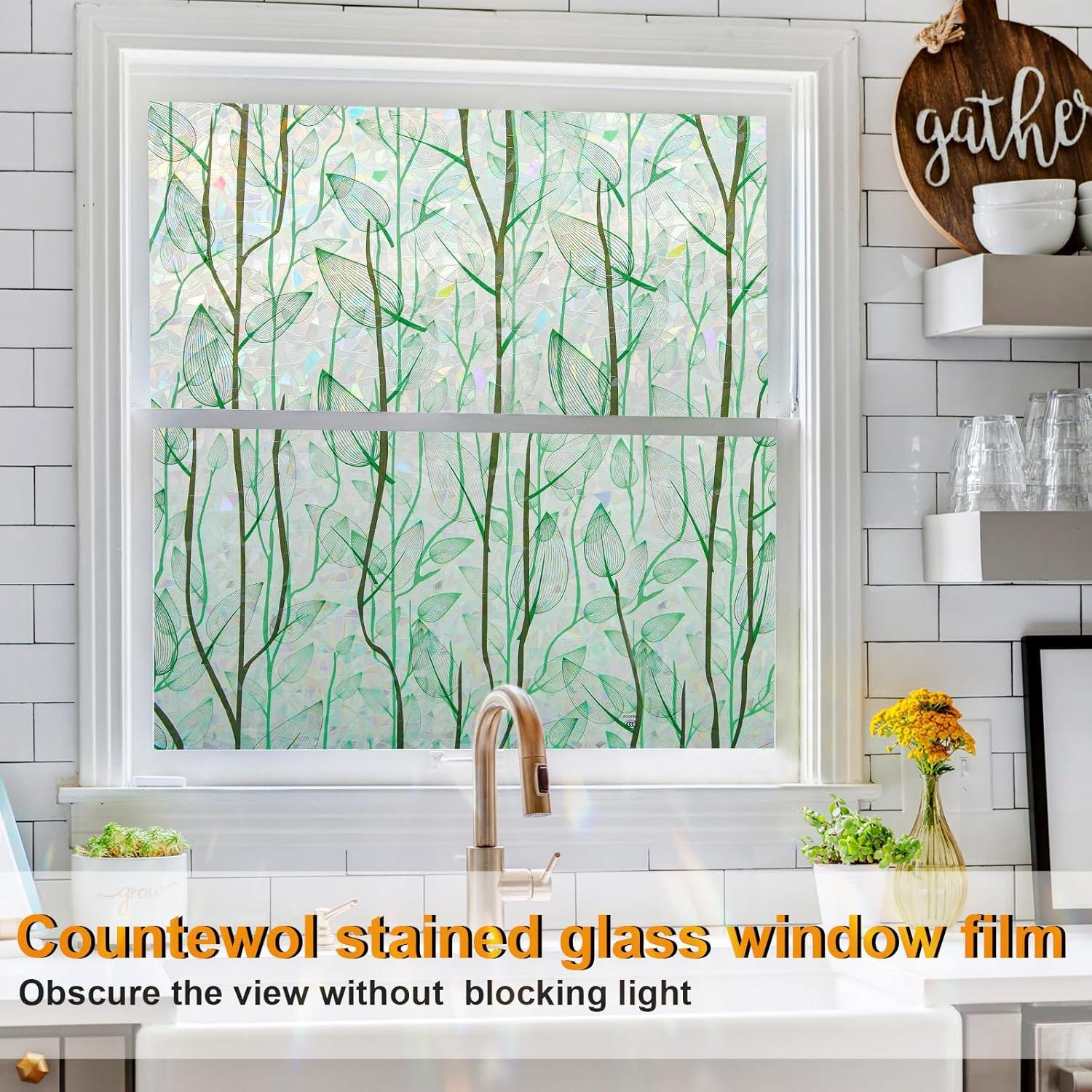 Película de Privacidad para Ventanas COUNTEWOL 44.5x199.5cm Verde