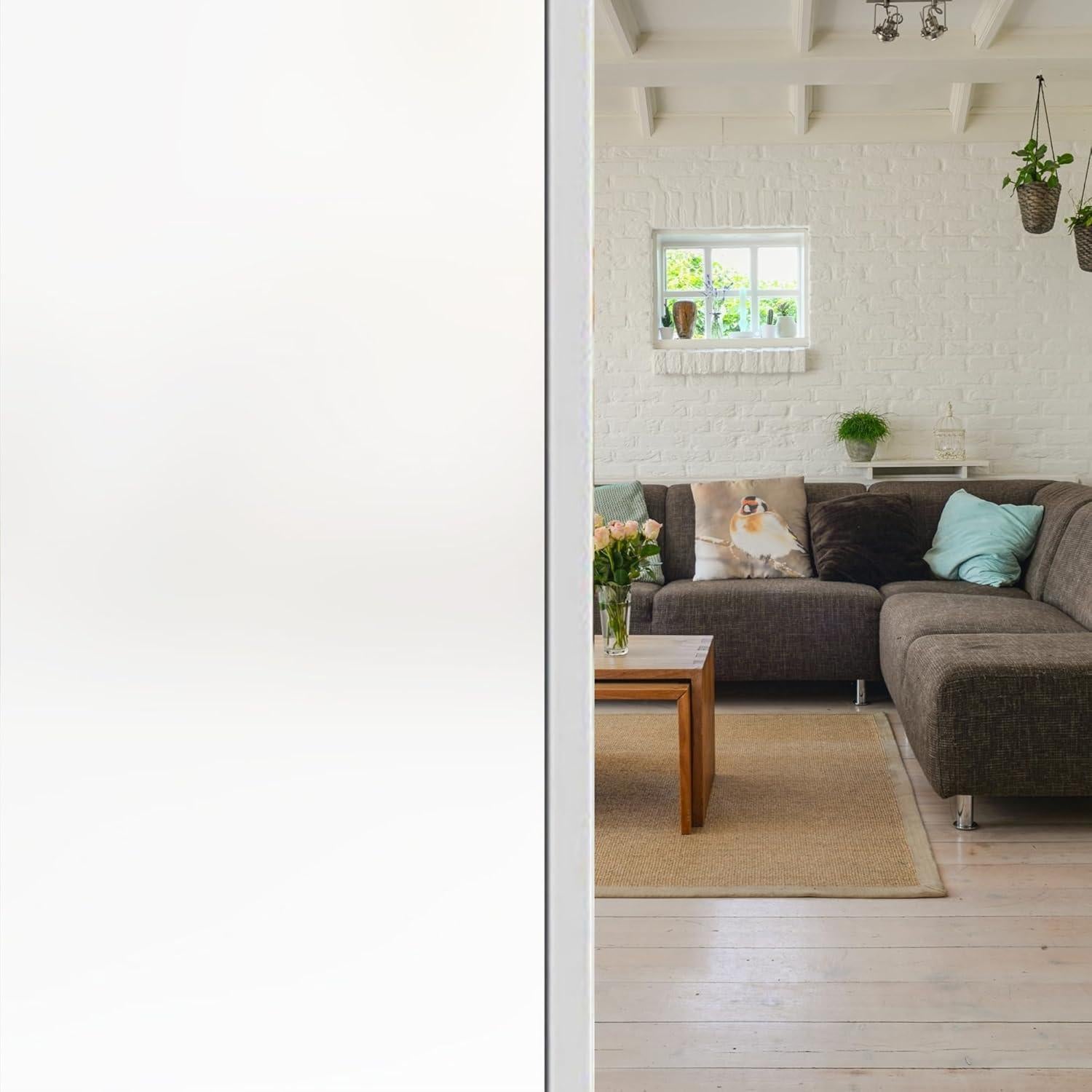 Película de Privacidad Evsipo 44.5x400 cm Vinilo Blanco Esmerilado