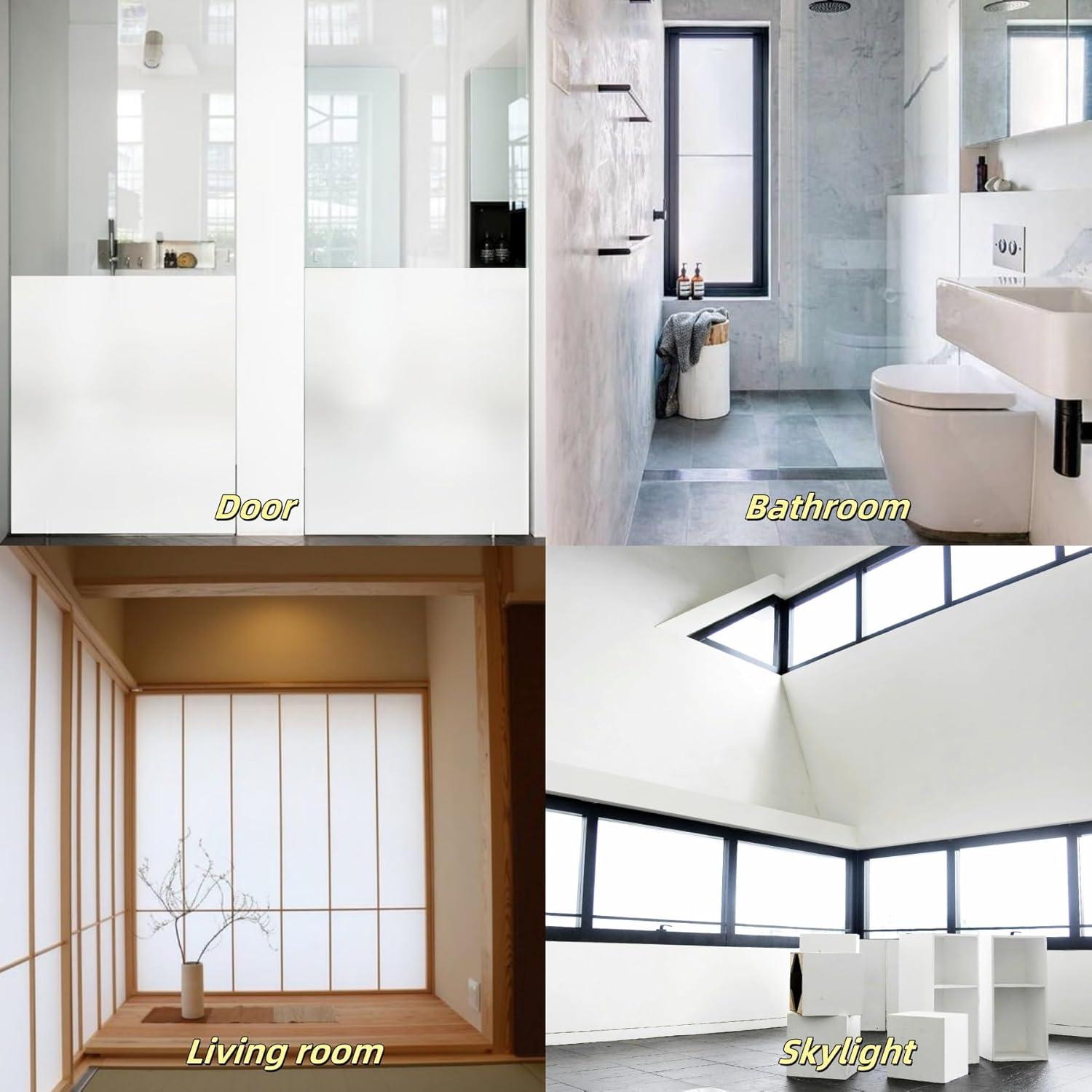 Película de Privacidad Evsipo 44.5x400 cm Vinilo Blanco Esmerilado