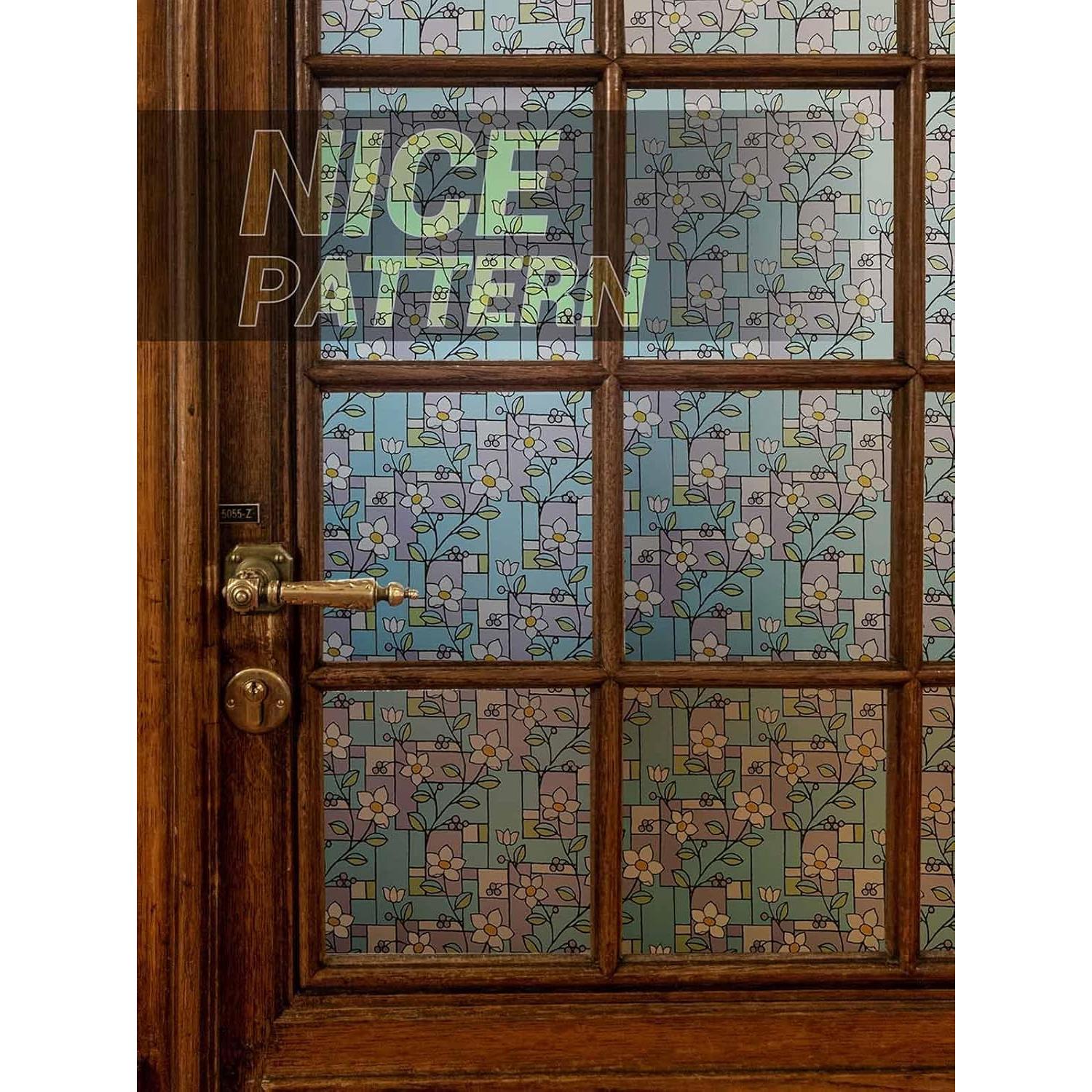 Película de Ventana Privada VSUDO 45x200 cm Floral Azul