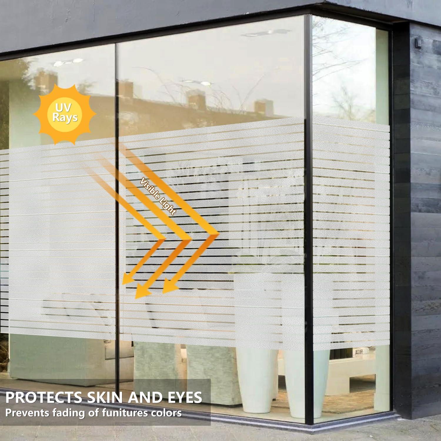 Película de Privacidad para Ventanas DULEIXUFHEE 45x200 cm Rayada