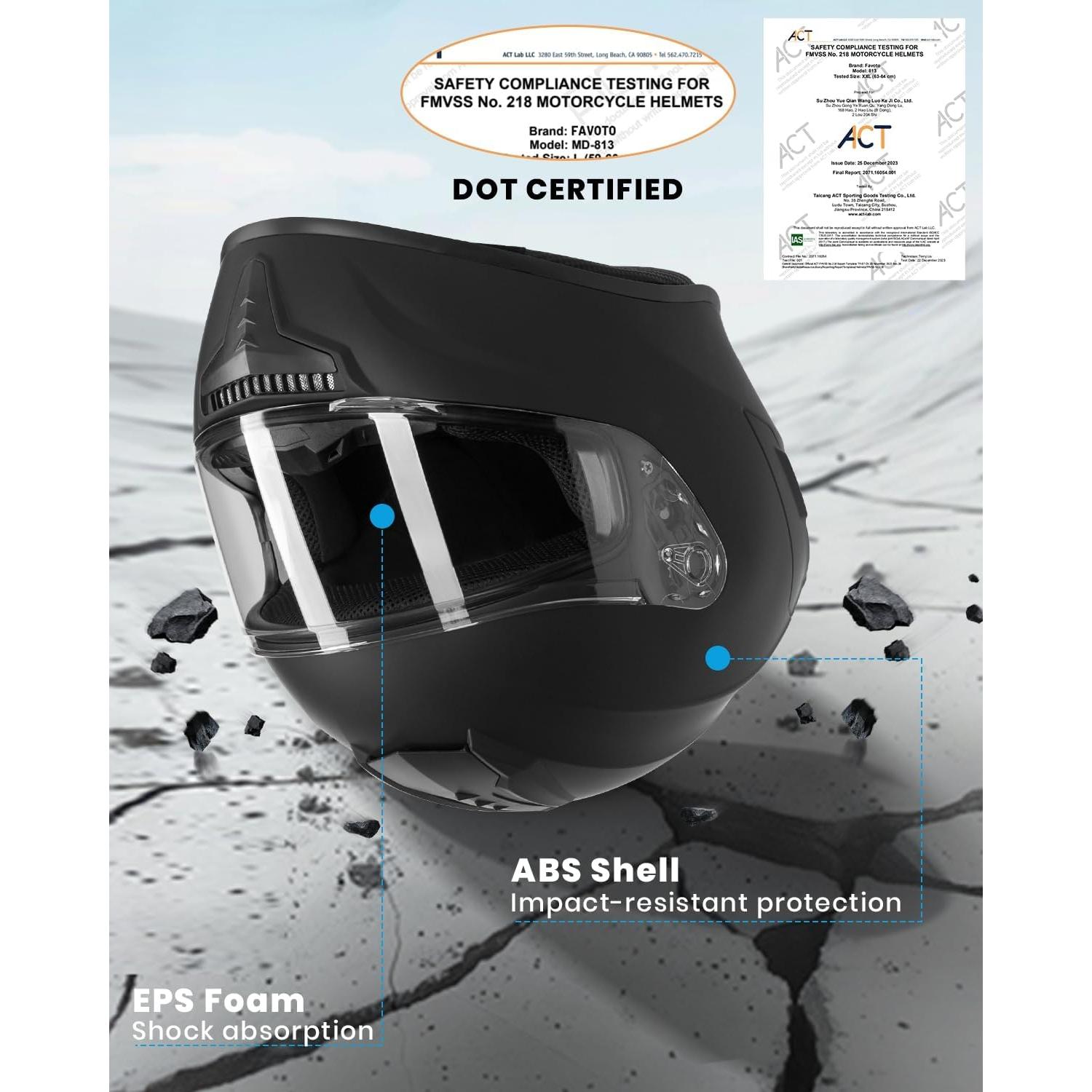 Casco Favoto Moto Cara Completa Negro M 57-58cm Antivaho