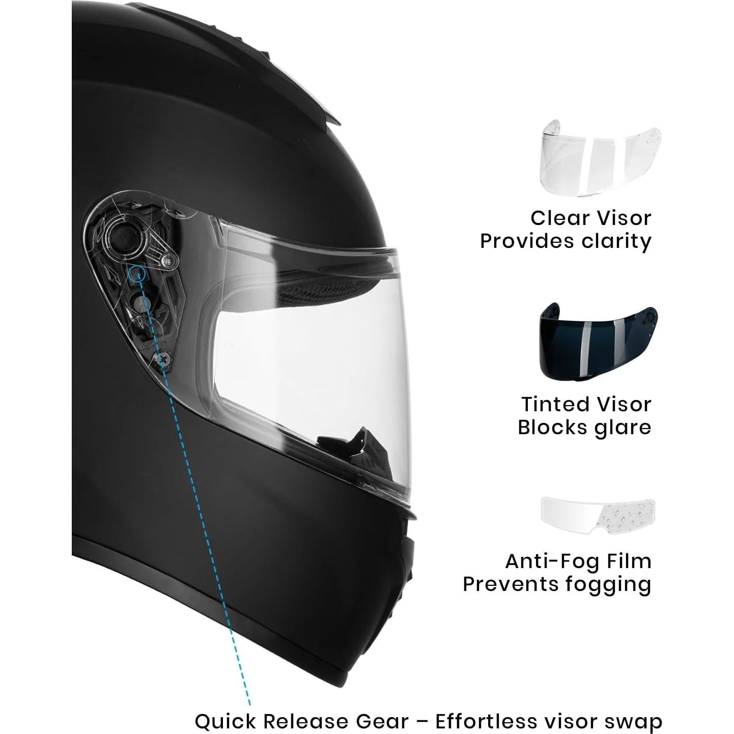 Casco Favoto Moto Cara Completa Negro M 57-58cm Antivaho