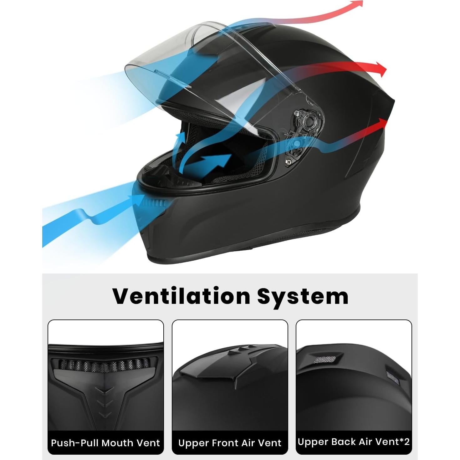 Casco Integral Favoto para Motocicleta Negro M-L-XL-XXL