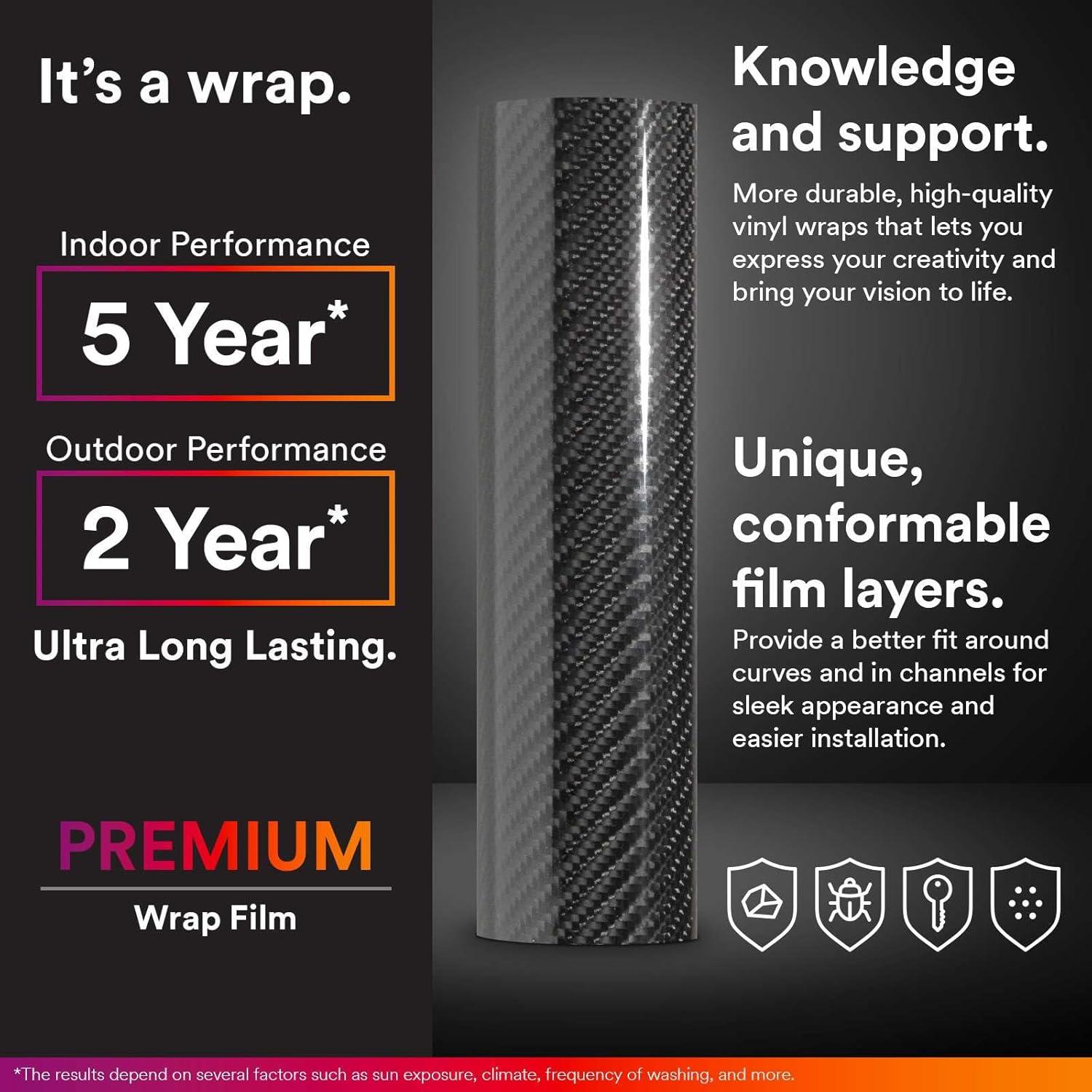 12"x60" (1FTx5FT) Black 7D Carbon Fiber Textured High Gloss Vinyl Wrap Auto Car Sticker Decal Film Sheet Bubble Free Air Release Technology with Tool Kit