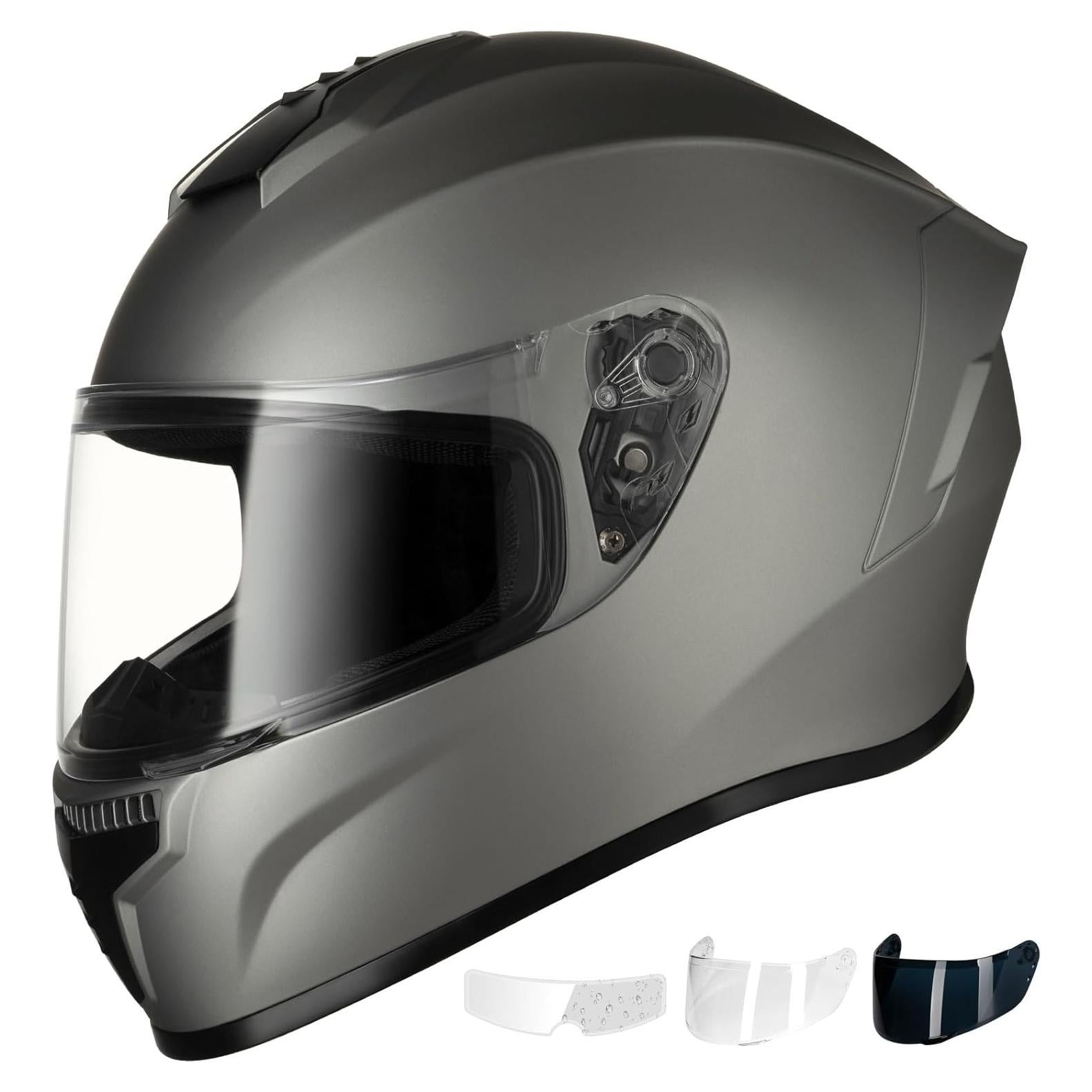 Casco de Moto Favoto XL Titanio con Visera Antivaho