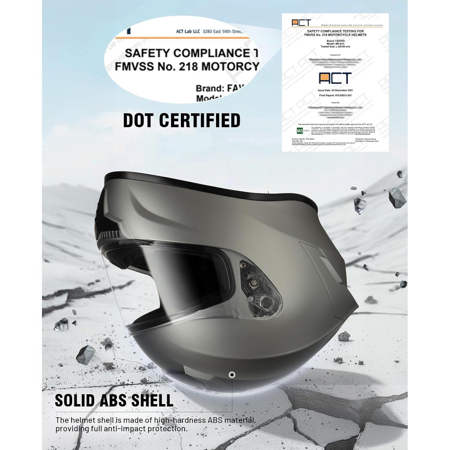 Casco de Moto Favoto XL Titanio con Visera Antivaho