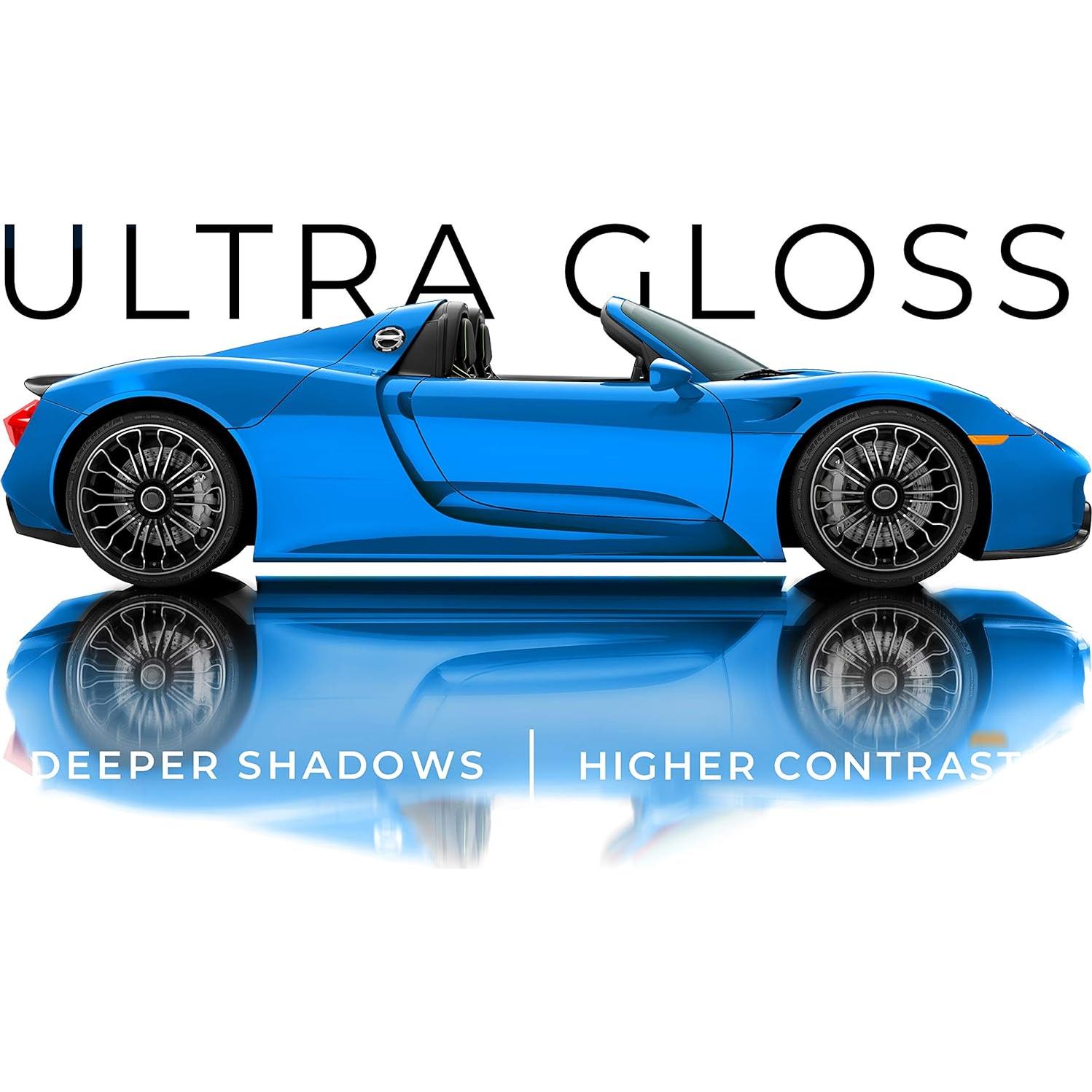 VViViD+ Ultra Gloss Smurf Blue Vinyl Car Wrap Premium Paint Replacement Film Roll with Nano Air Release Technology, Stretchable Protective Cap Liner, Self Adhesive, Indoor Outdoor (1ft x 5ft)