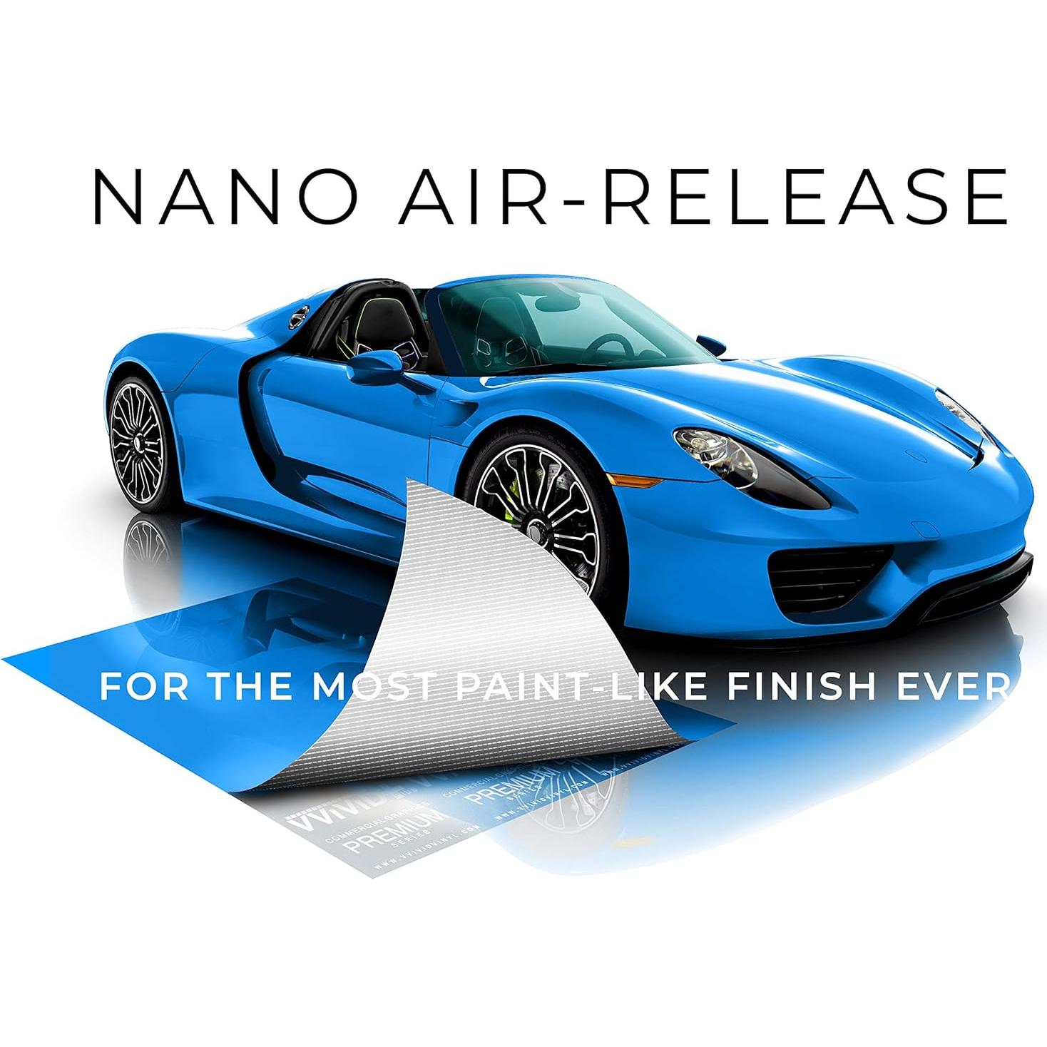 VViViD+ Ultra Gloss Smurf Blue Vinyl Car Wrap Premium Paint Replacement Film Roll with Nano Air Release Technology, Stretchable Protective Cap Liner, Self Adhesive, Indoor Outdoor (1ft x 5ft)