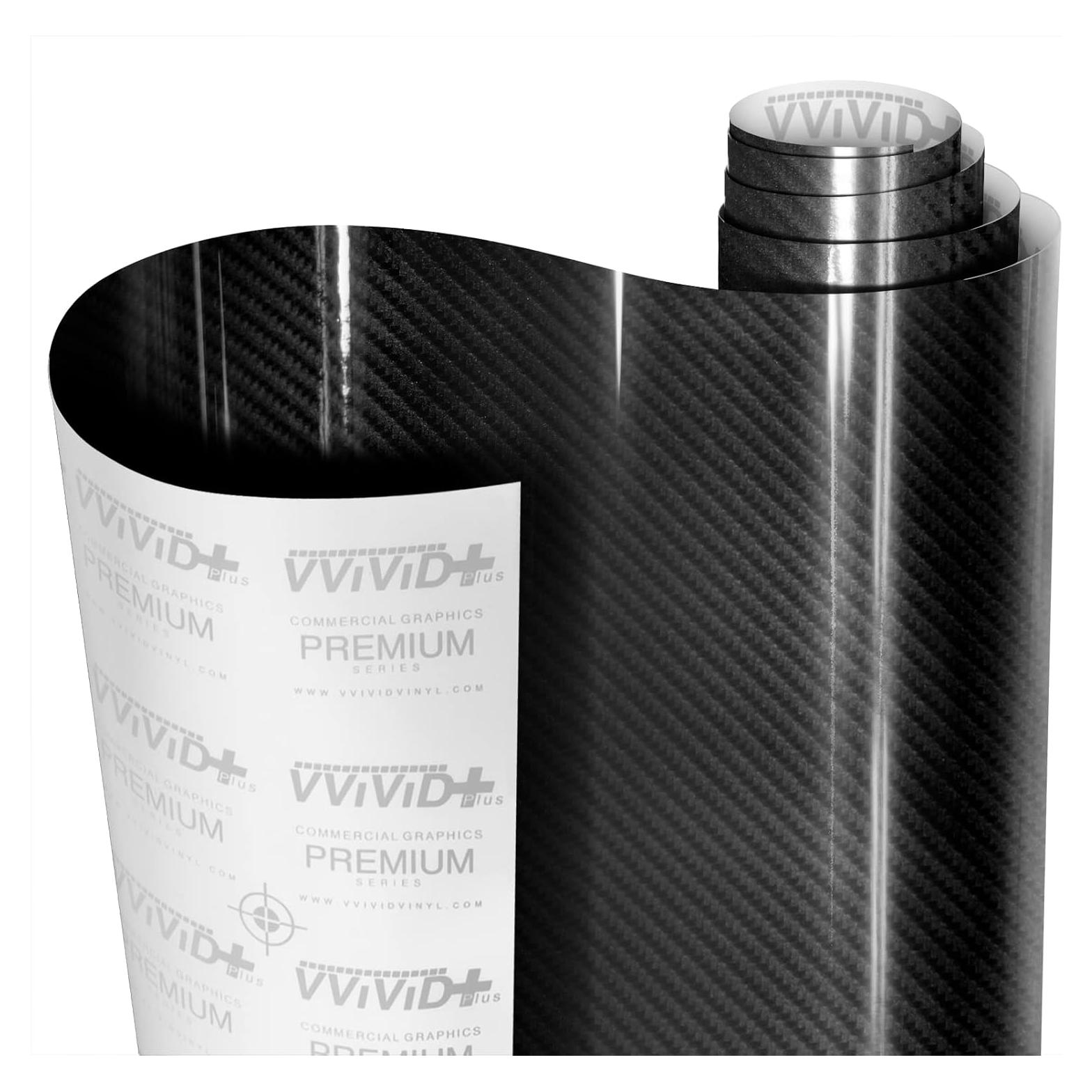 VViViD Super Gloss Black Carbon Fiber Tek Art 12 Inches x 60 Inches 5yr Outdoor/Interior Realistic Carbon Design Vinyl Wrap for Cars, Boat, Bike