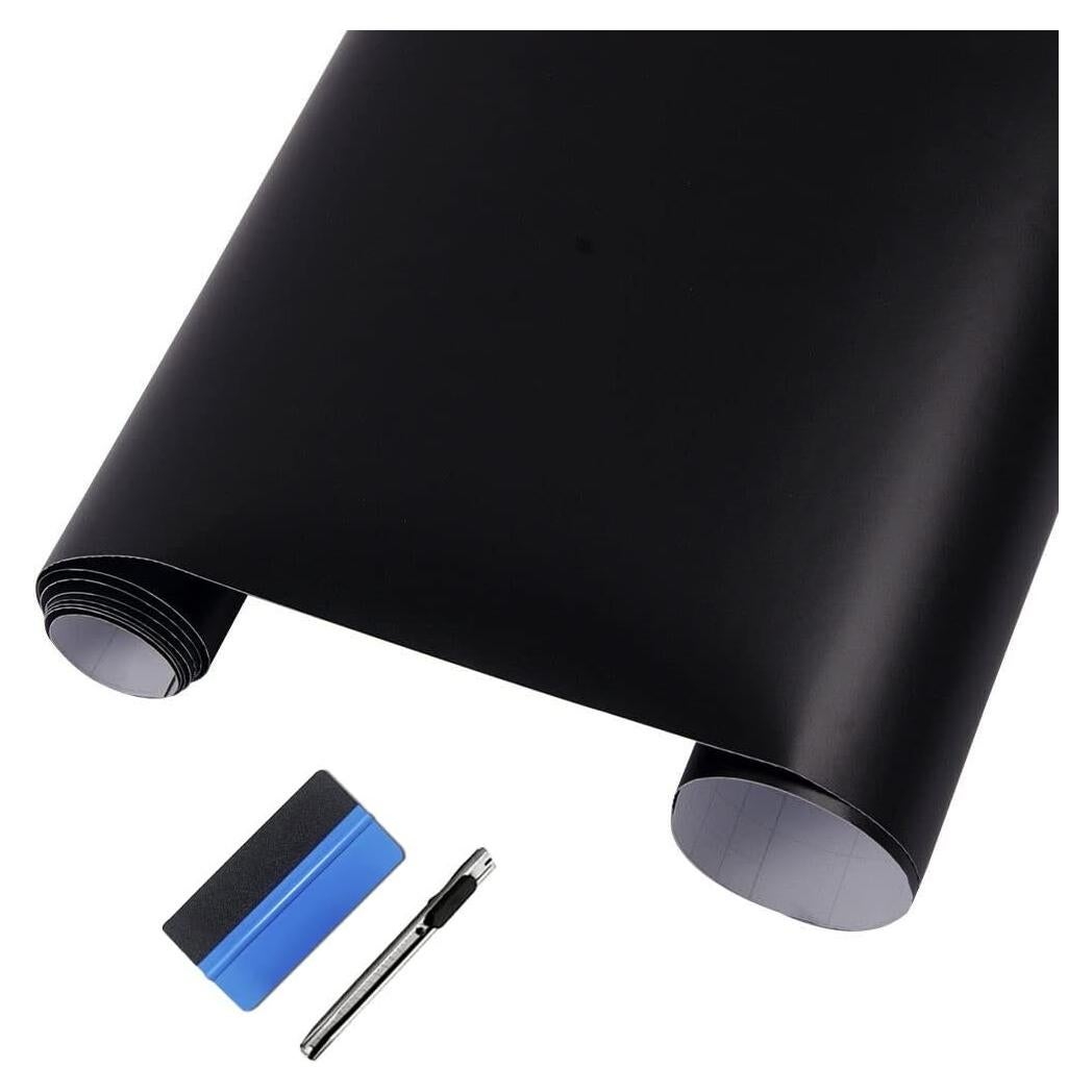 Envoltura de Vinilo Negra Mate LZLRUN 0.3 m x 1.5 m para Auto