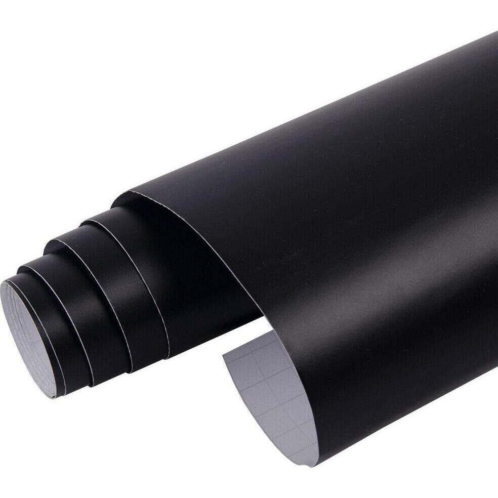 Envoltura de Vinilo Negra Mate LZLRUN 0.3 m x 1.5 m para Auto
