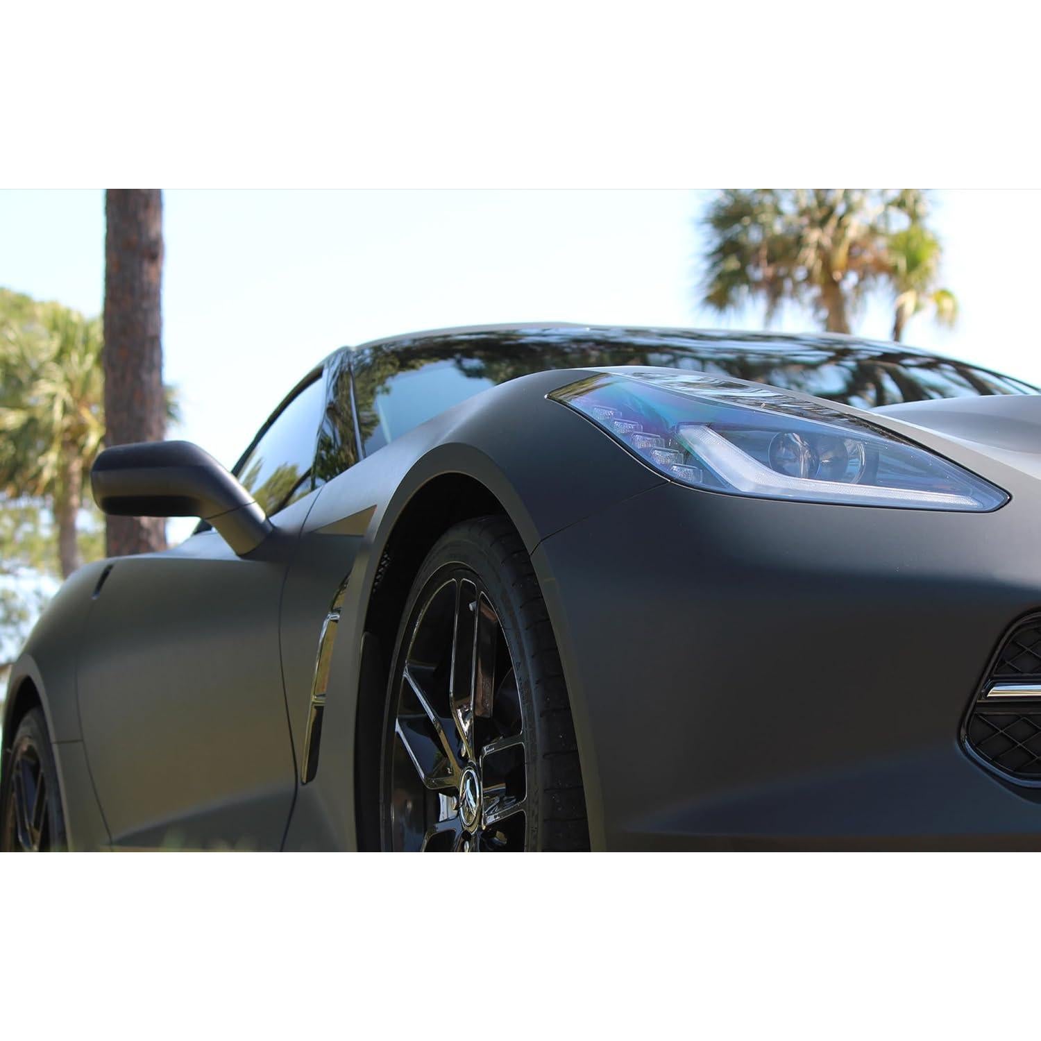 Envoltura de Vinilo Negra Mate LZLRUN 0.3 m x 1.5 m para Auto