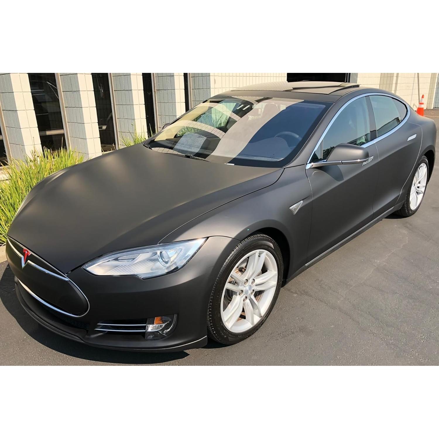 Envoltura de Vinilo Negra Mate LZLRUN 0.3 m x 1.5 m para Auto