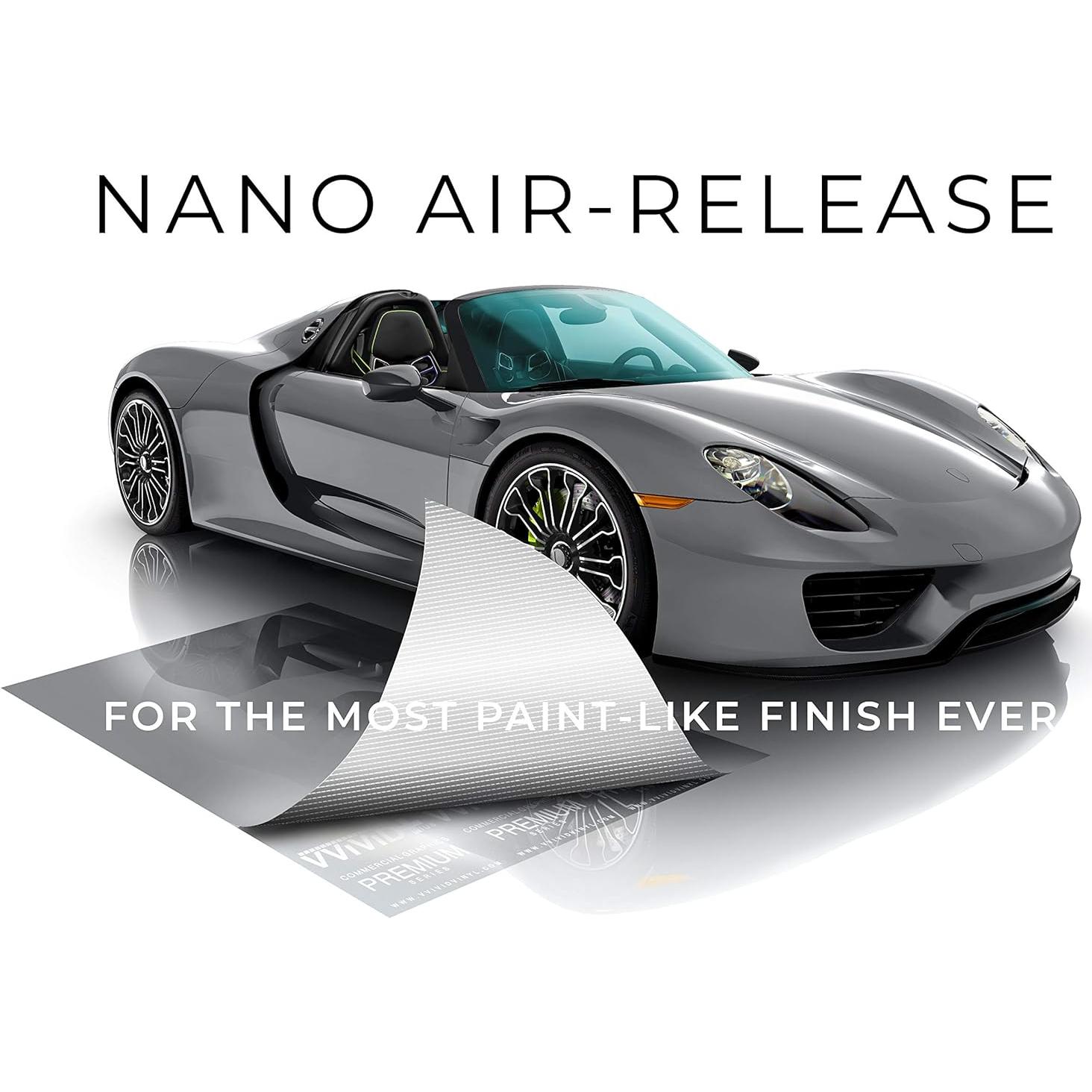 VViViD+ Ultra Gloss Nardo Dark Grey Vinyl Car Wrap Premium Paint Replacement Film Roll with Nano Air Release Technology, Stretchable Protective Cap Liner, Self Adhesive (1ft x 5ft)