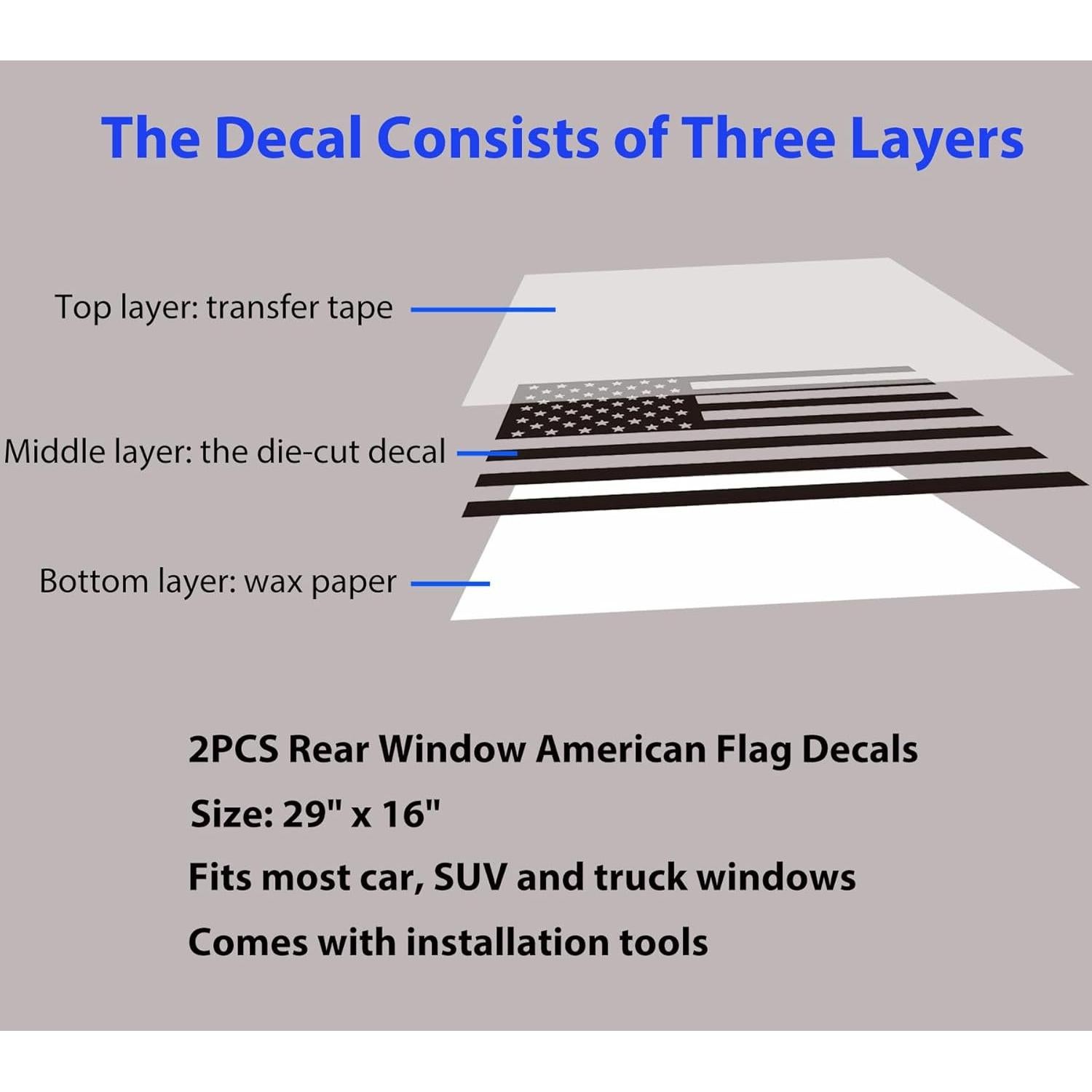 Calcomanías de Bandera Americana Zxiaochun 73.66x40.64cm 2Pcs