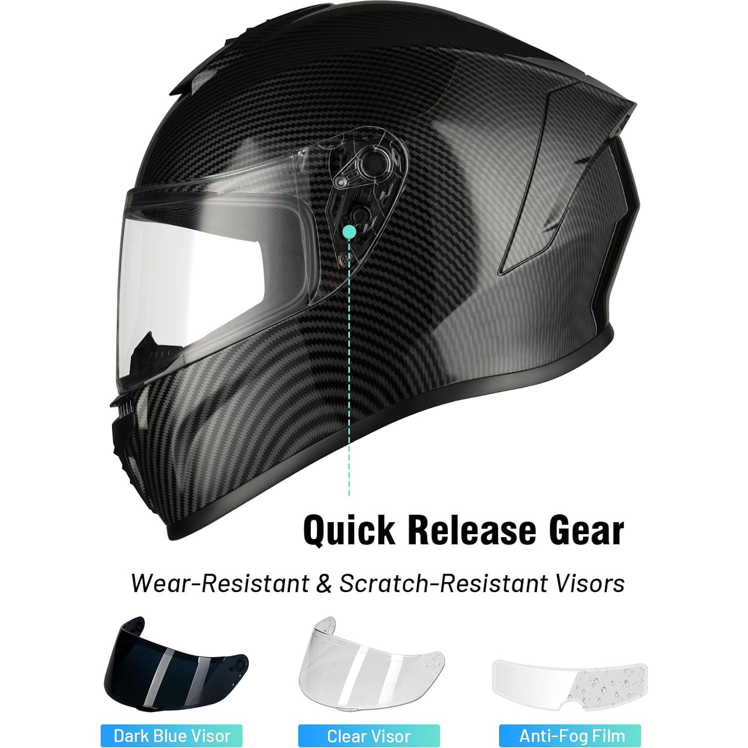 Favoto Full Face Motorcycle Helmet DOT Approved, Cascos para Motos Snowmobile Dirt Bike Helmet for Adults Men Women, Anti-Fog Film Included