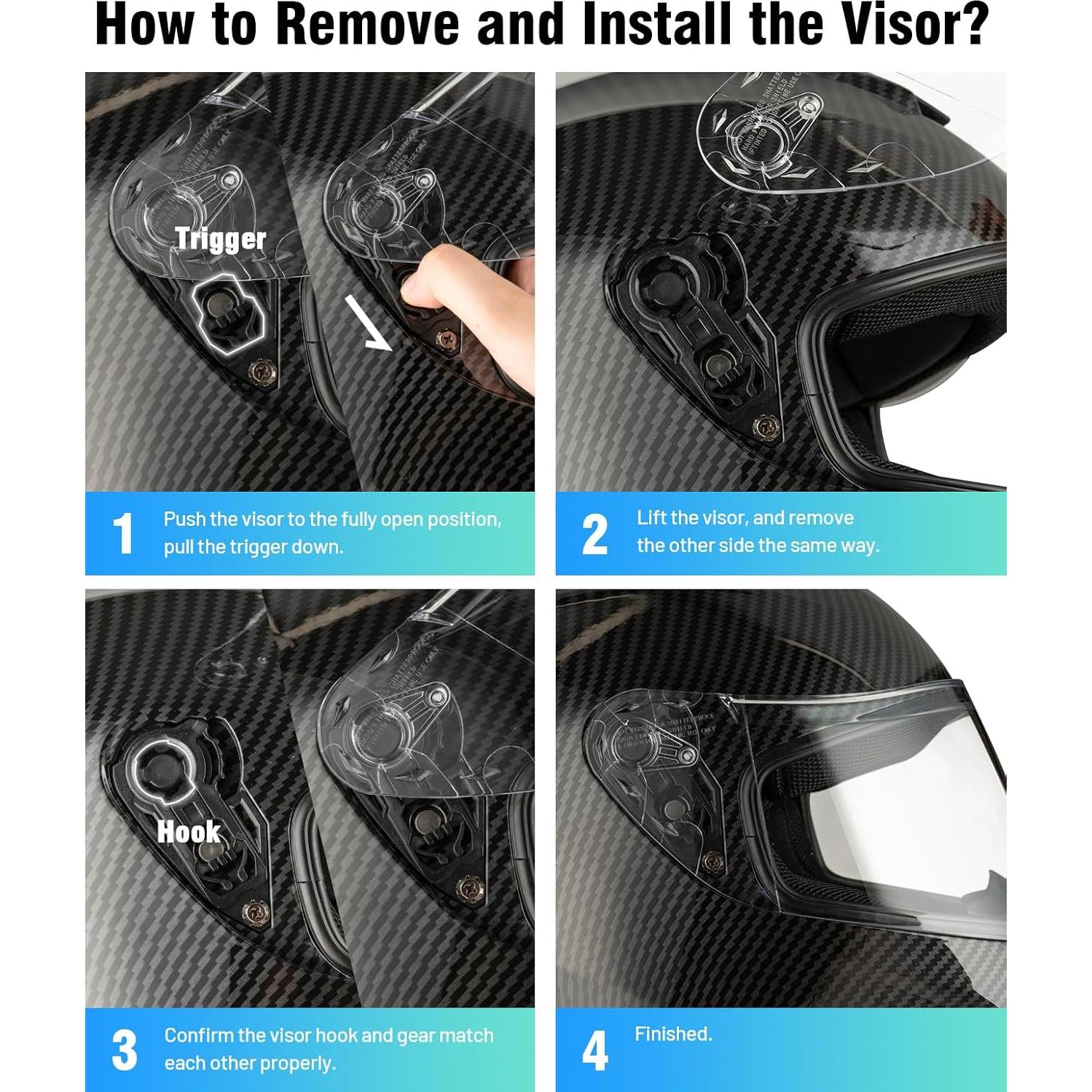 Favoto Full Face Motorcycle Helmet DOT Approved, Cascos para Motos Snowmobile Dirt Bike Helmet for Adults Men Women, Anti-Fog Film Included