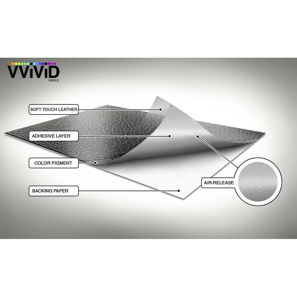 Vinilo Adhesivo VViViD+ Cuero Negro 0.30m x 1.52m - Tacto Suave