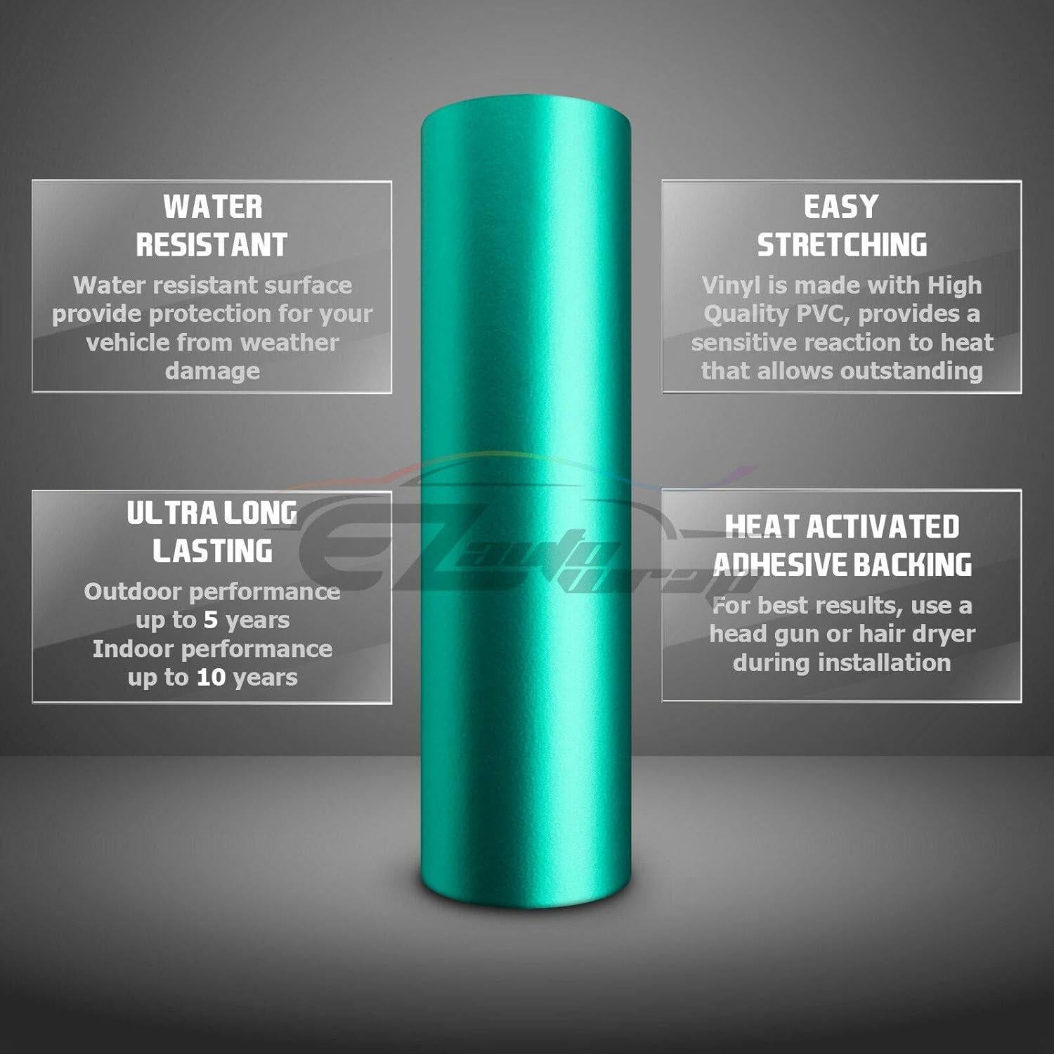 Vinilo Adhesivo Cromo Satinado Gris EZAUTO WRAP 10x20cm