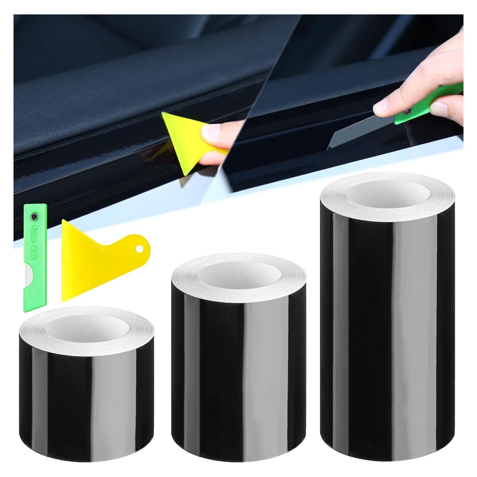 Ireer Kit de Vinilo Negro Brillante para Automóviles 3 Rollos