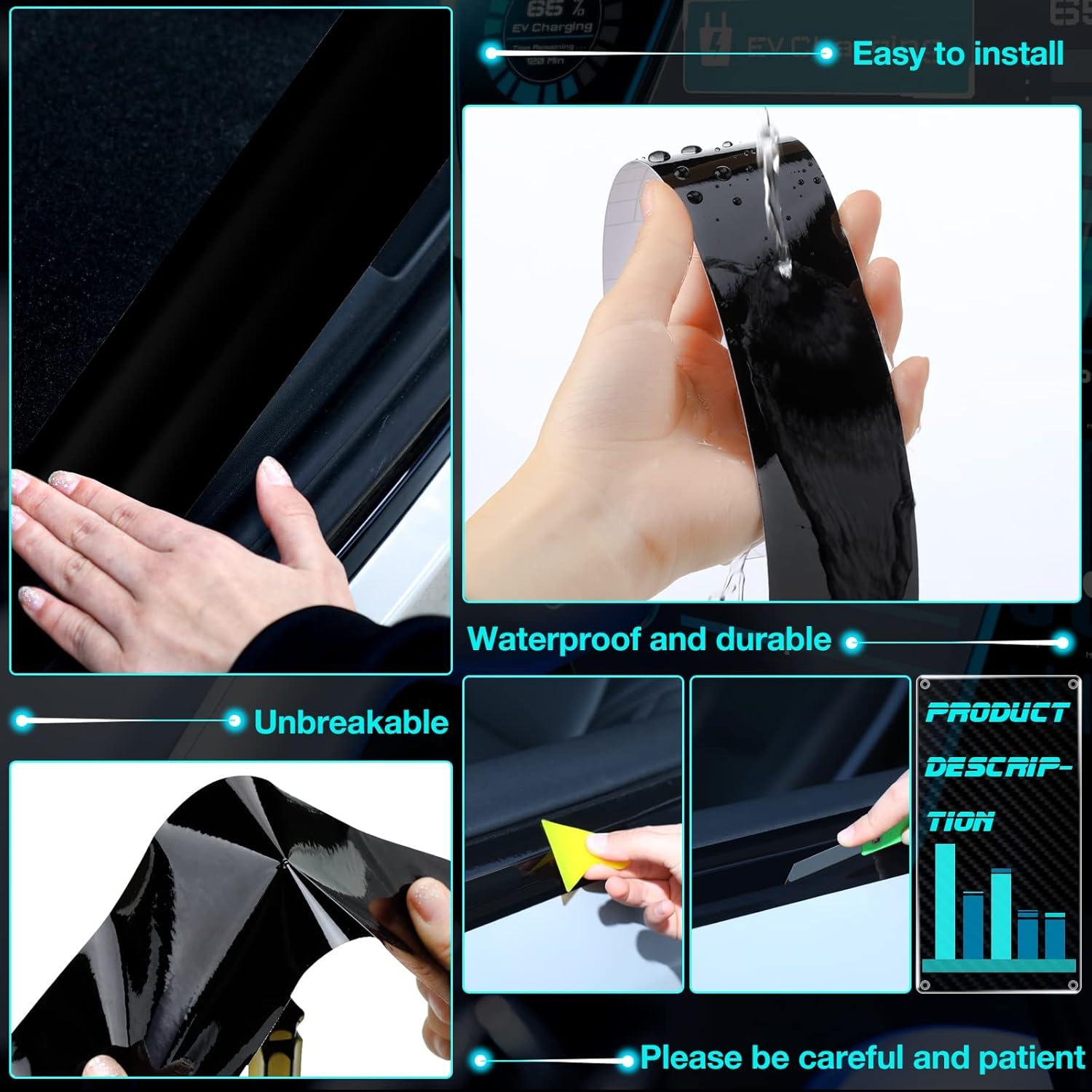 Ireer Kit de Vinilo Negro Brillante para Automóviles 3 Rollos