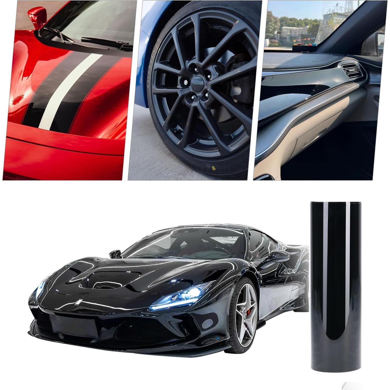 Vinilo Negro Brillante OuranioToxo 45cm x 1.5m Adhesivo PVC