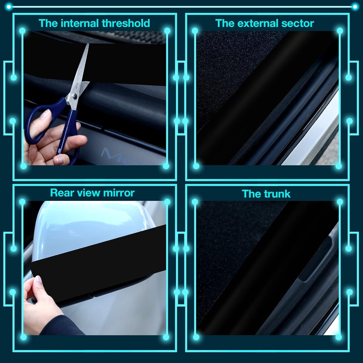 Kit de Vinilo Mate Negro Marsui 3 Rollos 20.4 m para Auto