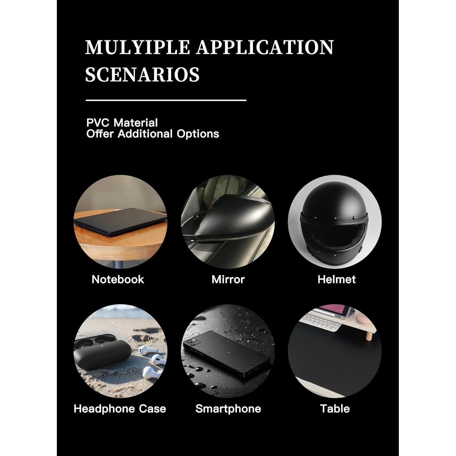 Vinilo para Autos XINXINVibe 1m x 1.5m Negro Mate PVC