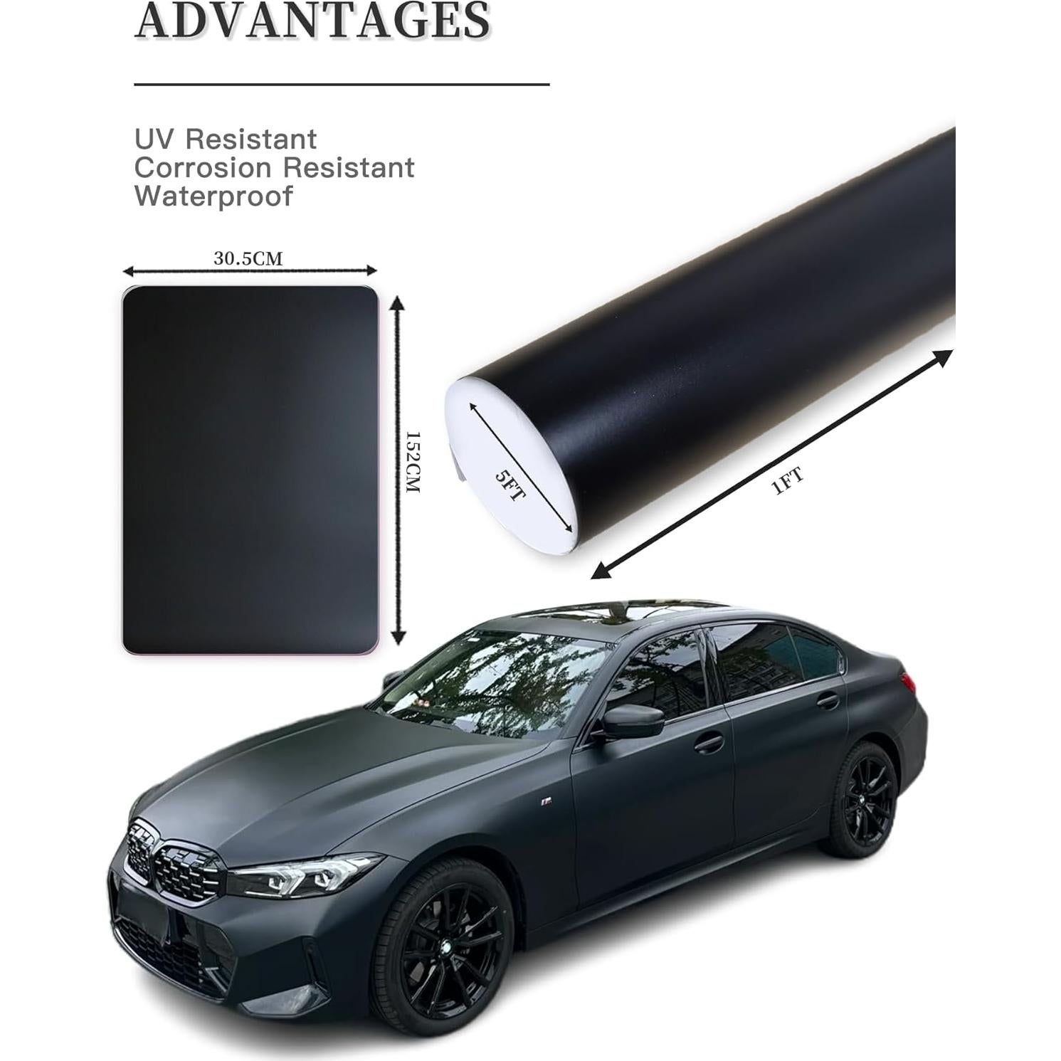 Vinilo para Autos XINXINVibe 1m x 1.5m Negro Mate PVC