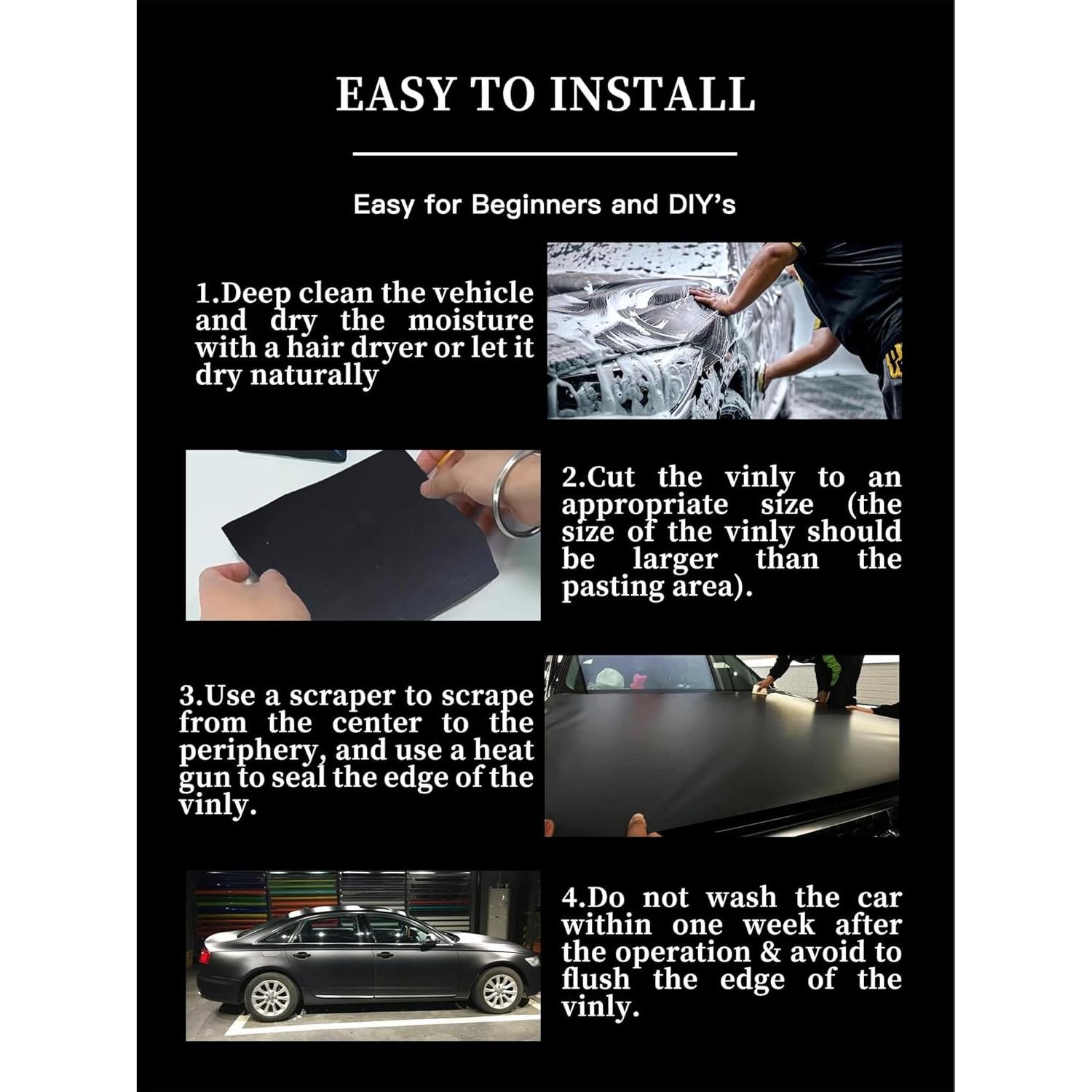 Vinilo para Autos XINXINVibe 1m x 1.5m Negro Mate PVC