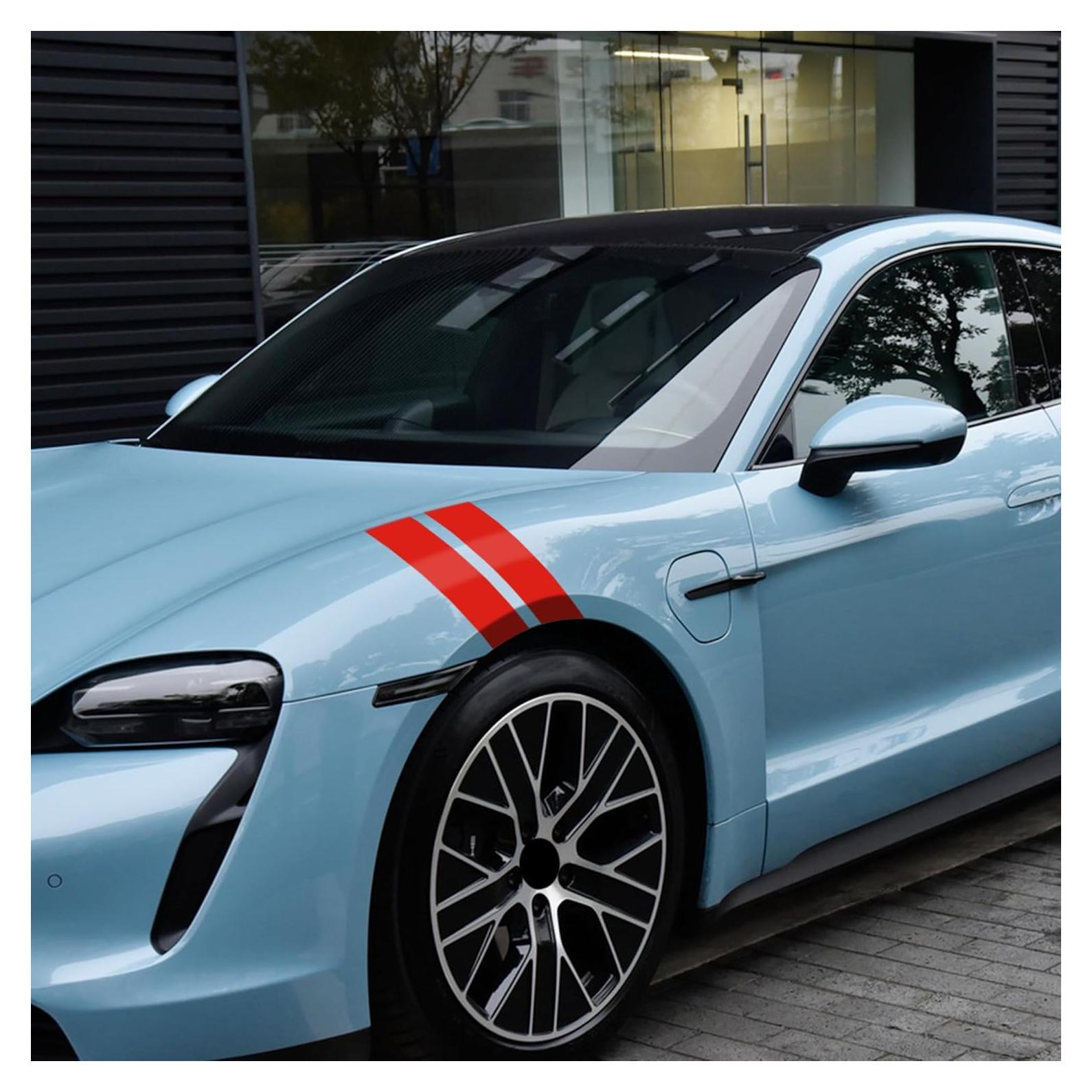 Calcomanías de Vinilo TOMALL para Coche - Rayas Rojas 2 Pares