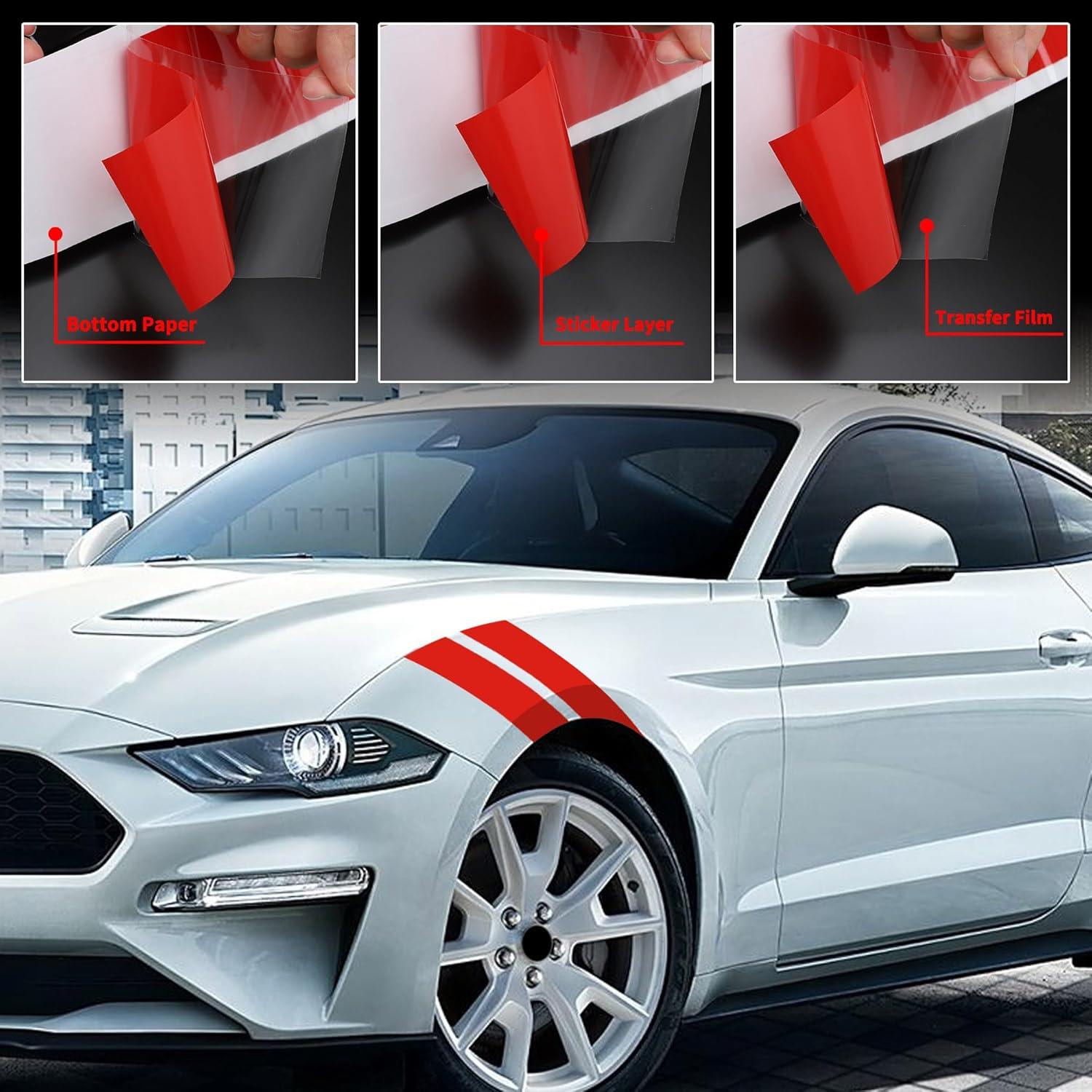 Calcomanías de Vinilo TOMALL para Coche - Rayas Rojas 2 Pares