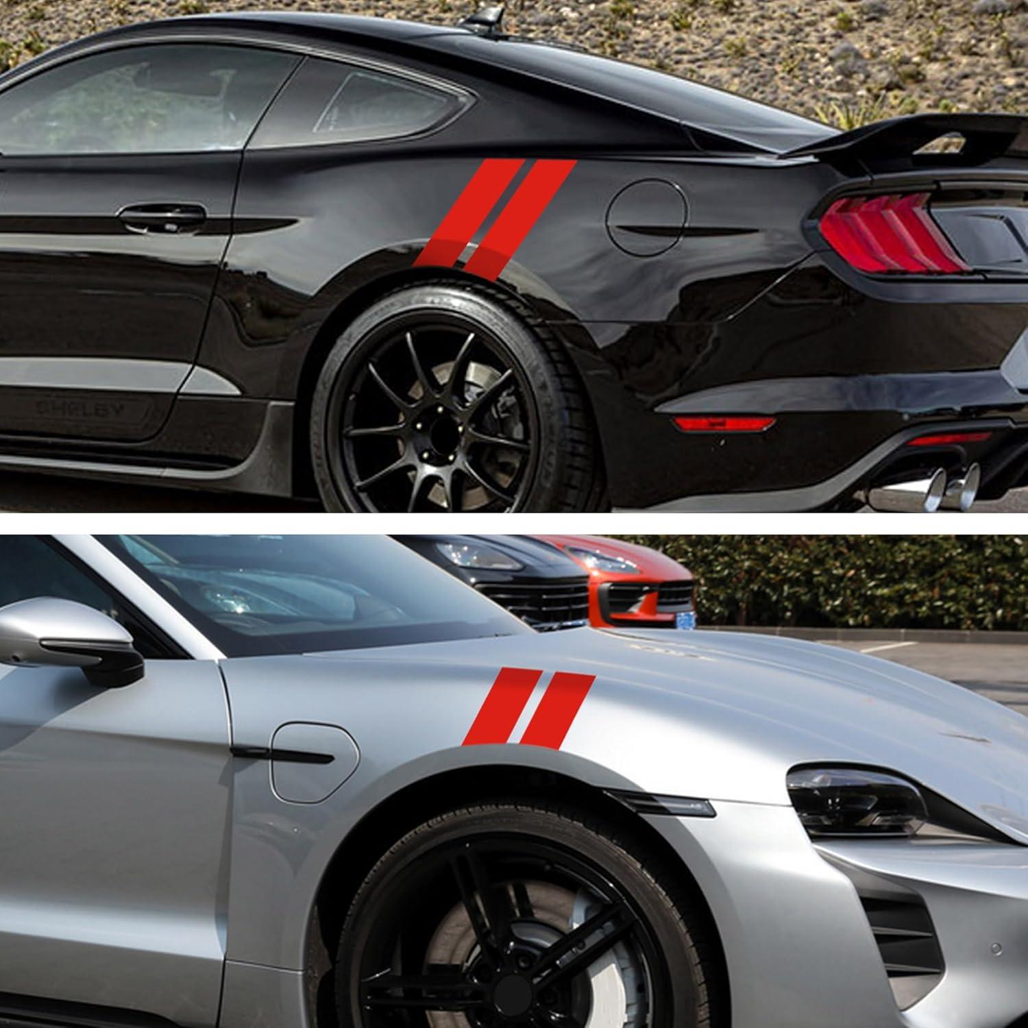 Calcomanías de Vinilo TOMALL para Coche - Rayas Rojas 2 Pares