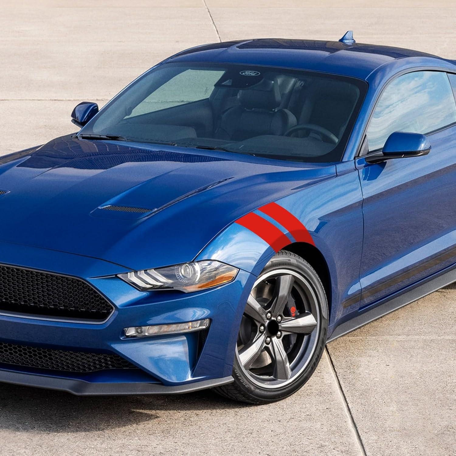 Calcomanías de Vinilo TOMALL para Coche - Rayas Rojas 2 Pares