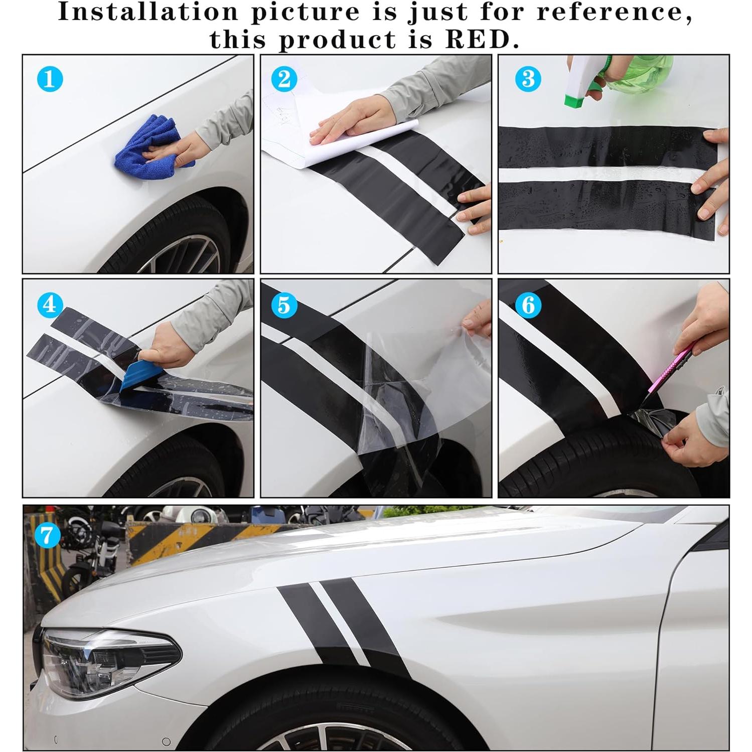 Calcomanías de Vinilo TOMALL para Coche - Rayas Rojas 2 Pares